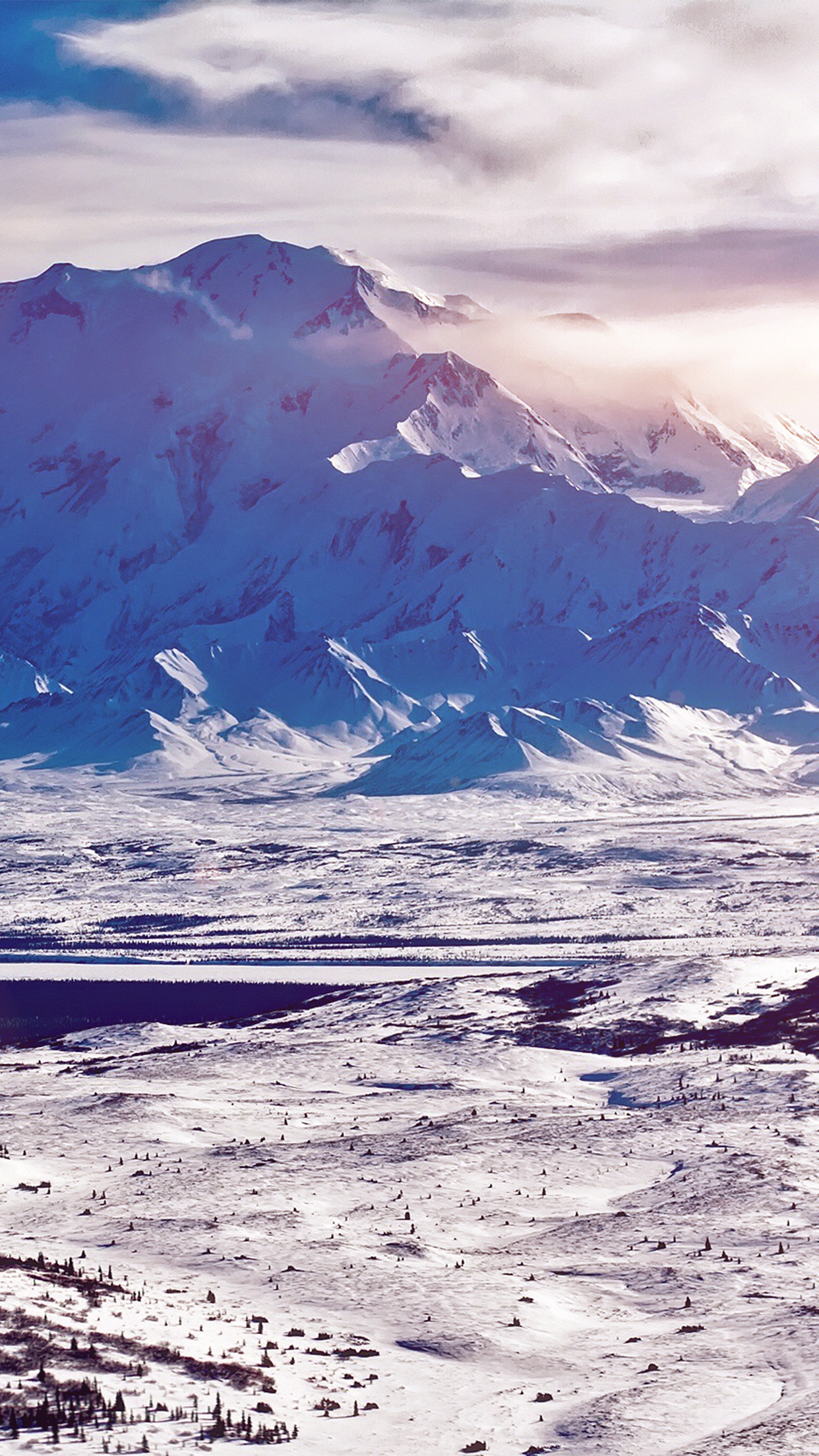 Mountain Winter Snow Cold Blue Flare Wallpaper