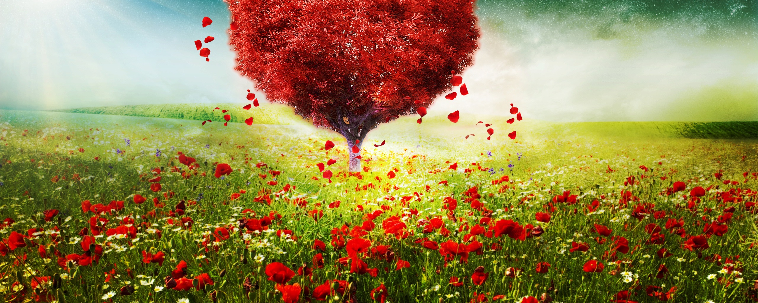Wallpaper 4k Valentines Day Love Heart Tree Landscape HD Wallpaper