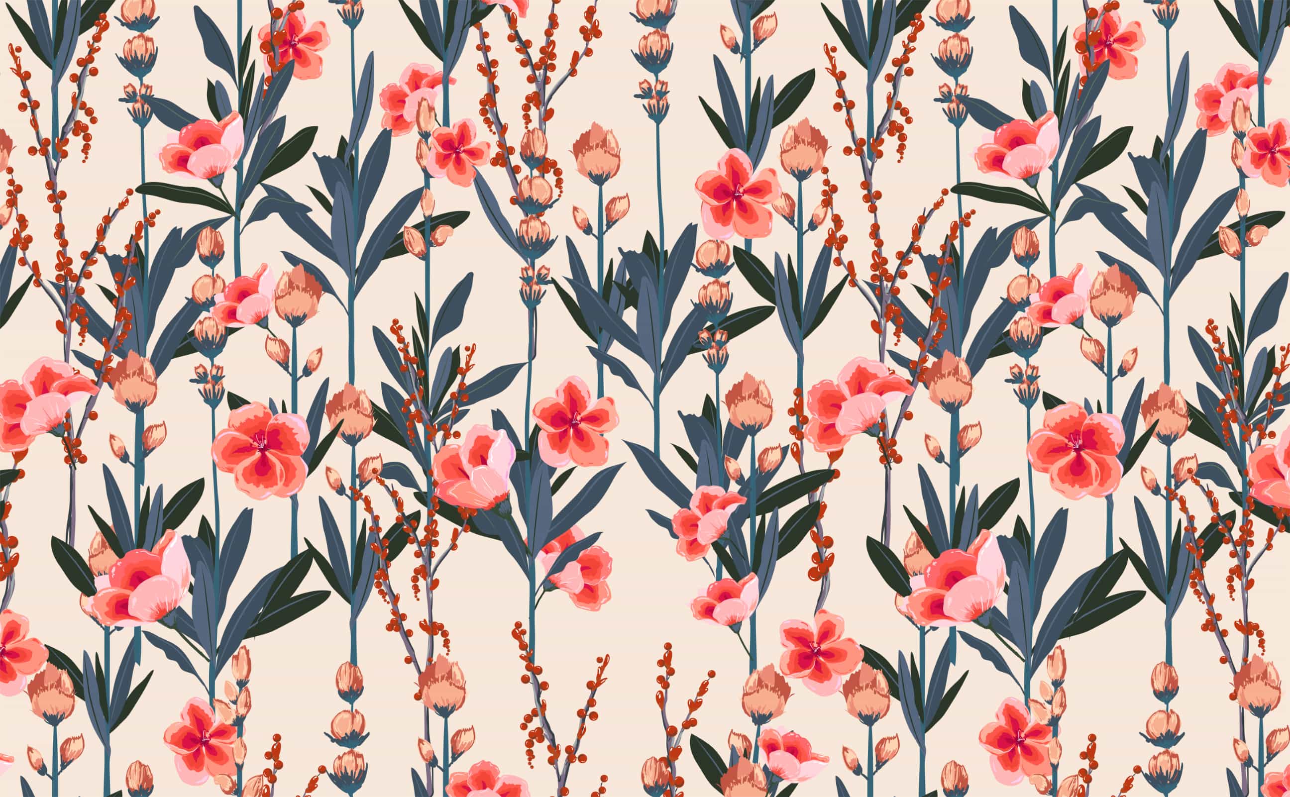 Elegant pink and light taupe floral Pattern Wallpaper for Walls