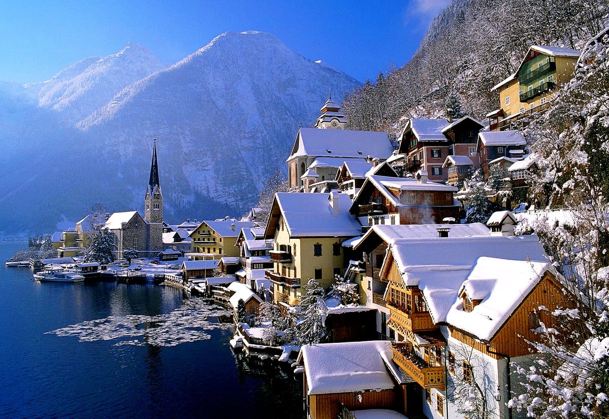 Winter, Mountain Village, Mountains wallpaper. Download Best Free wallpaper