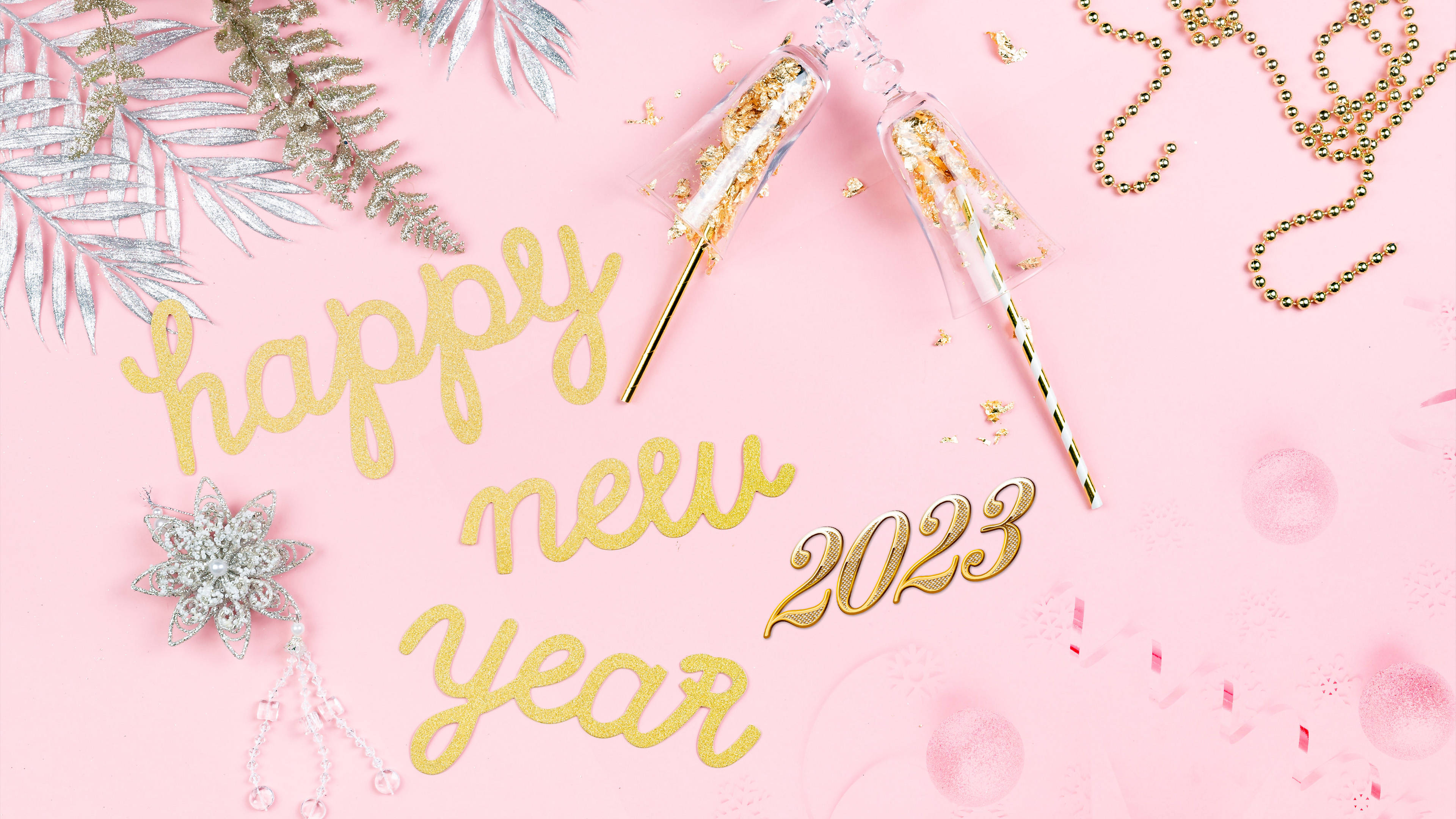 Download Glittery Gold Happy New Year 2023 Wallpaper