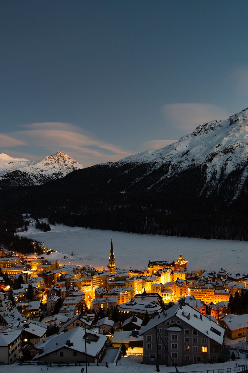 Download Wallpaper 800x1200 Mountain, Winter, Village, Snow, Light, Switzerland Iphone 4s 4 For Parallax HD Background