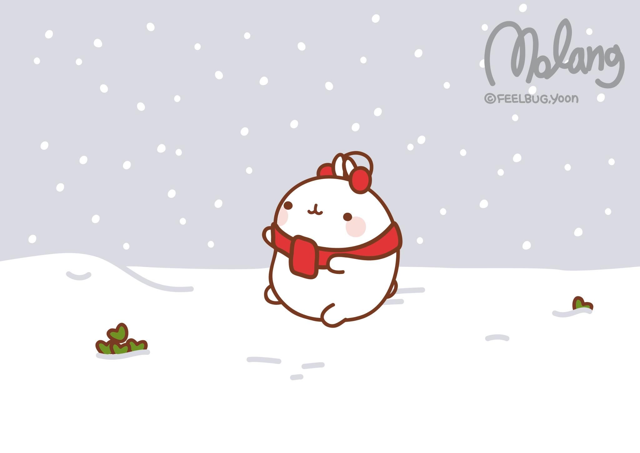 Winter Molang. Molang wallpaper, Kawaii doodles, Molang