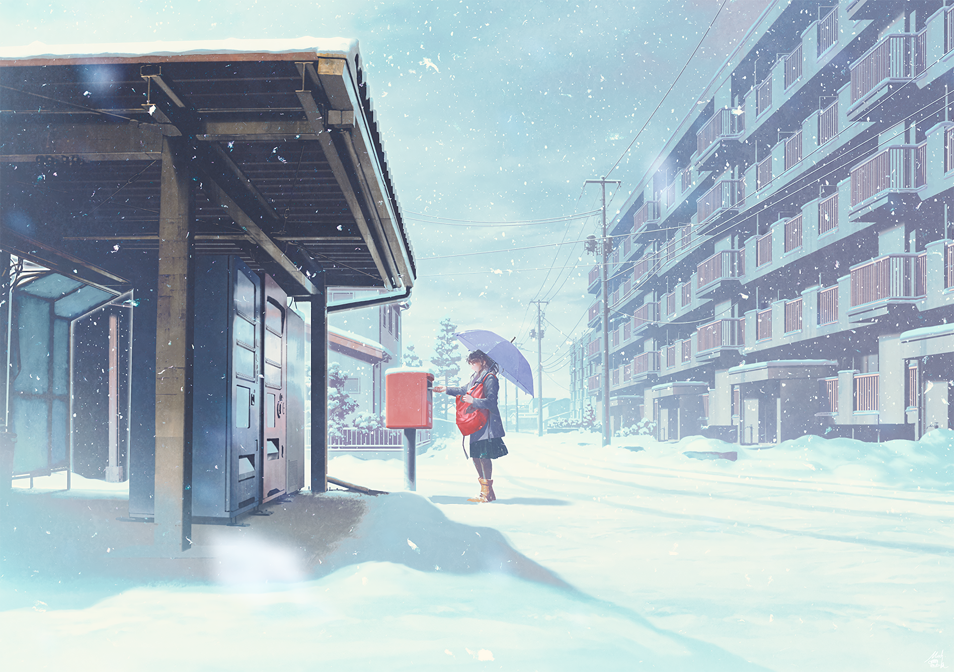 Anime, Original, Girl, Ice, River, Snow, Tree, Winter, HD wallpaper | Peakpx