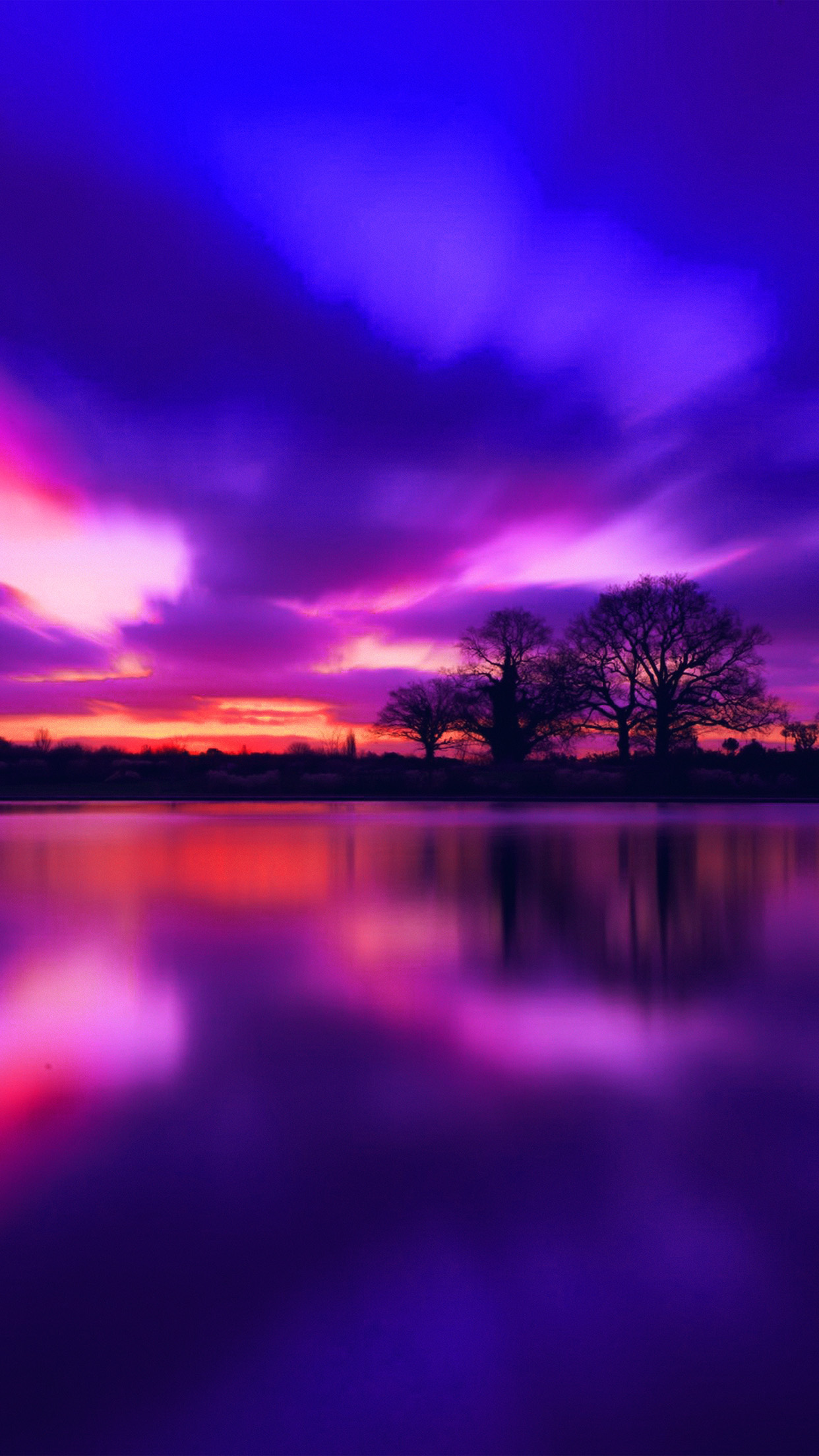 night lake blue sunset nature soft purple