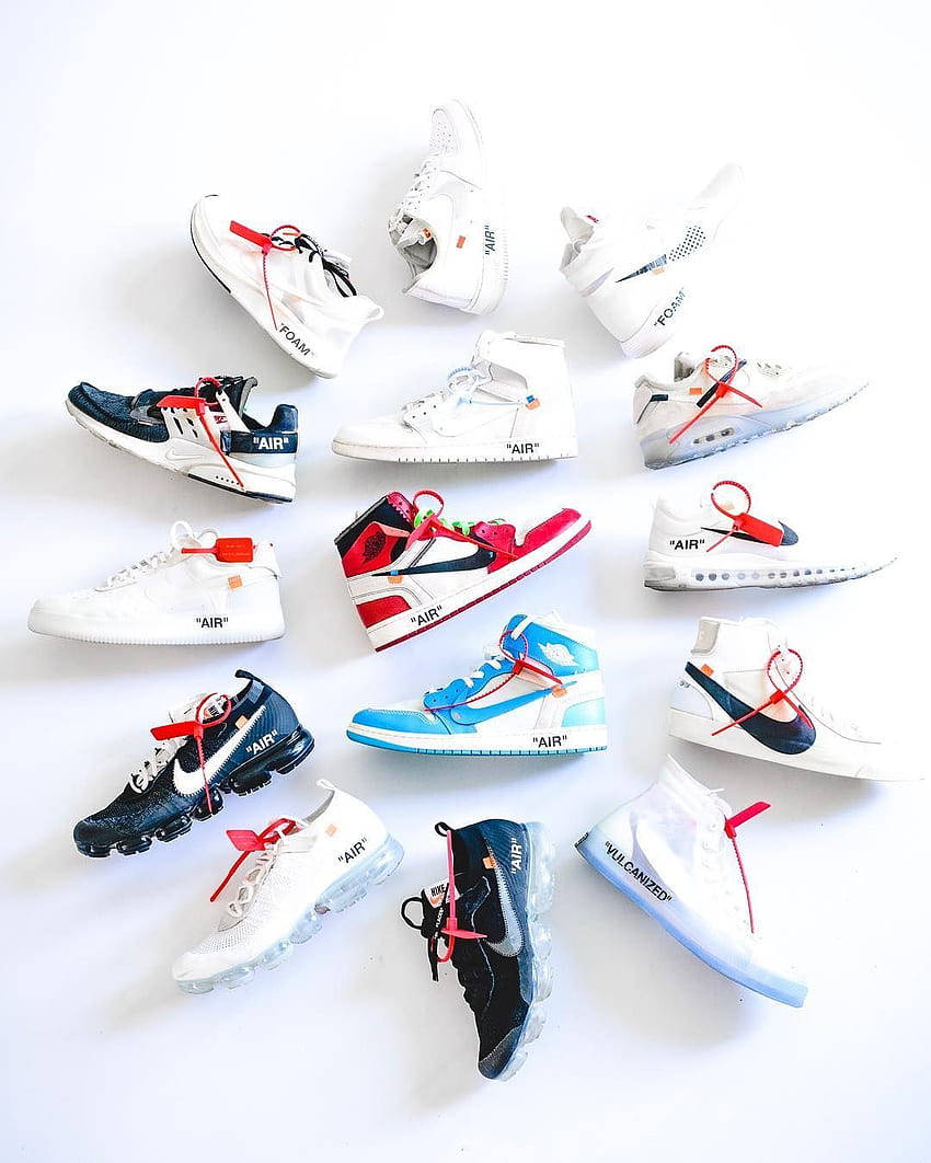 Download Off White X Nike Shoes Flat Lay Wallpaper