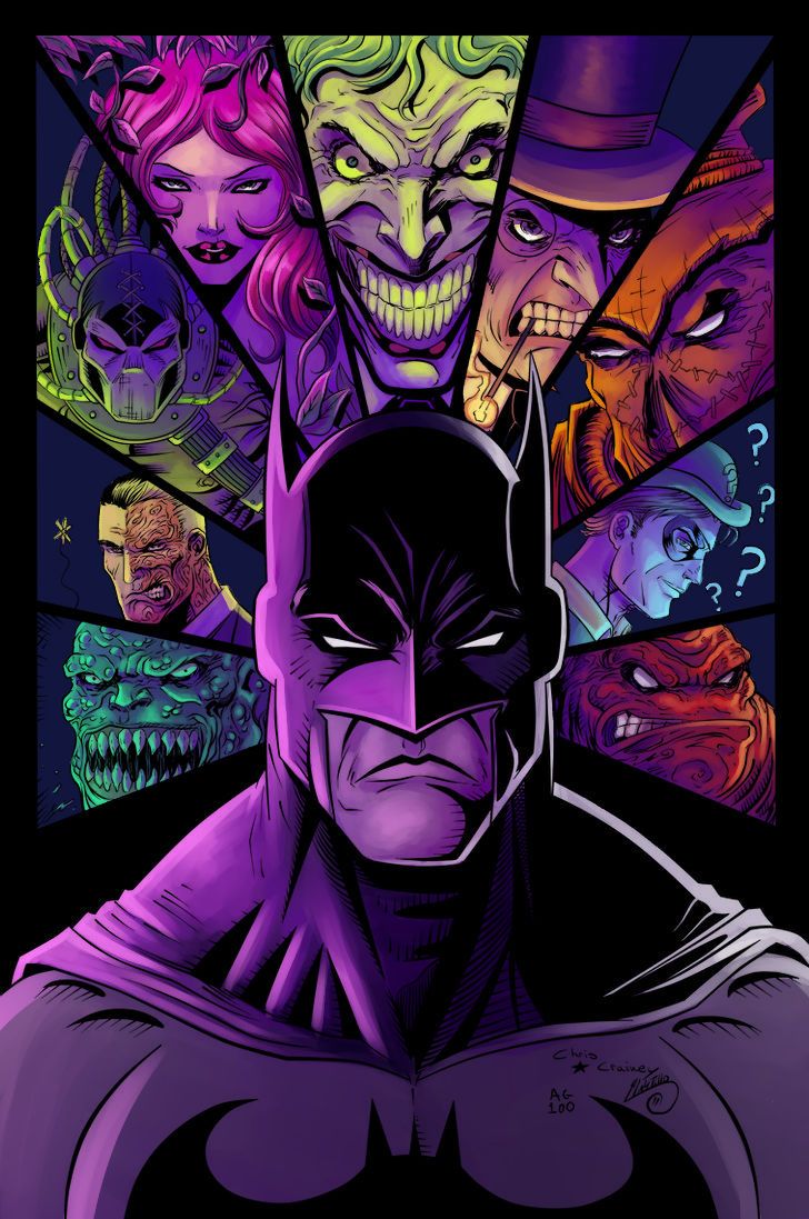 Batman and Villains. Batman comic art, Batman poster, Batman vs joker