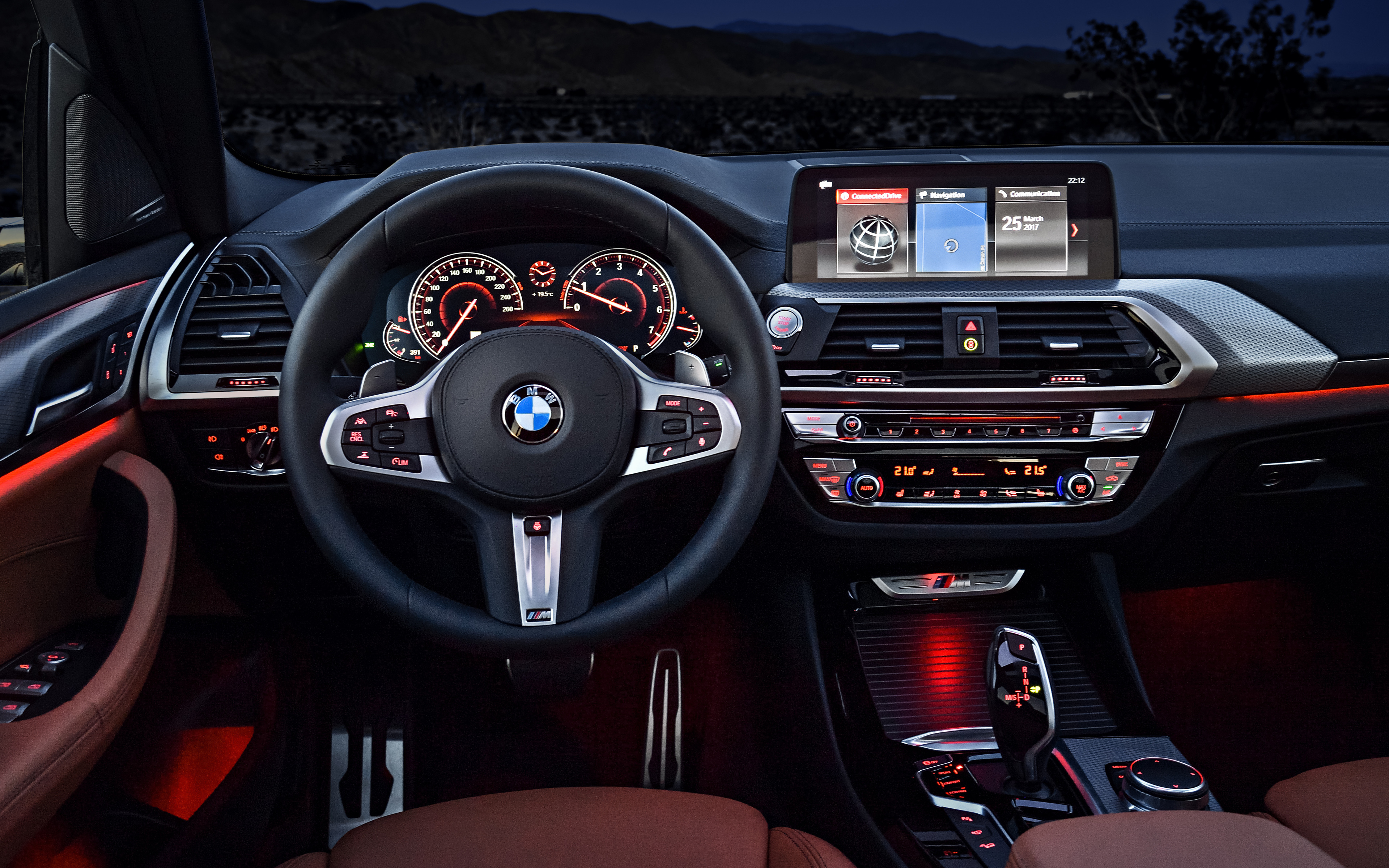 Download wallpaper interior, BMW X3, 4k, 2018 cars, dashboard, german cars, BMW for desktop with resolution 3840x2400. High Quality HD picture wallpaper