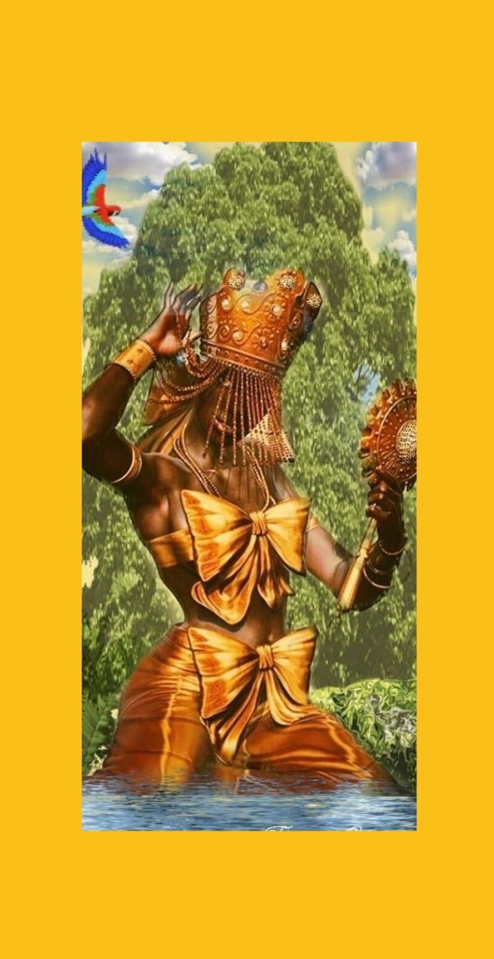 Fundo De Tela Wallpaper Mamãe Oxum. Black Folk Art, Black Girl Magic Art, Black Girl Art