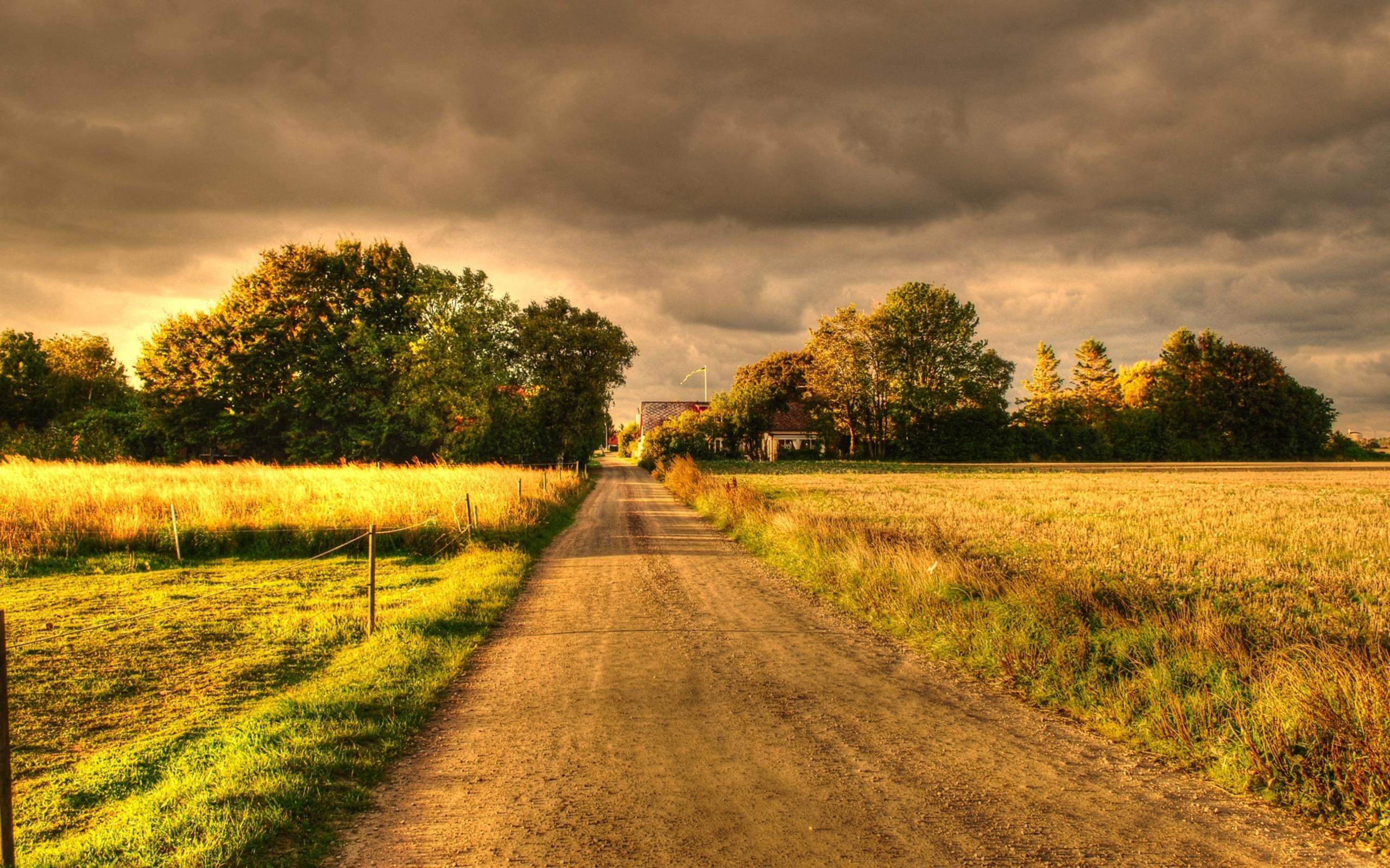 Sweet childhood country road through grandparents