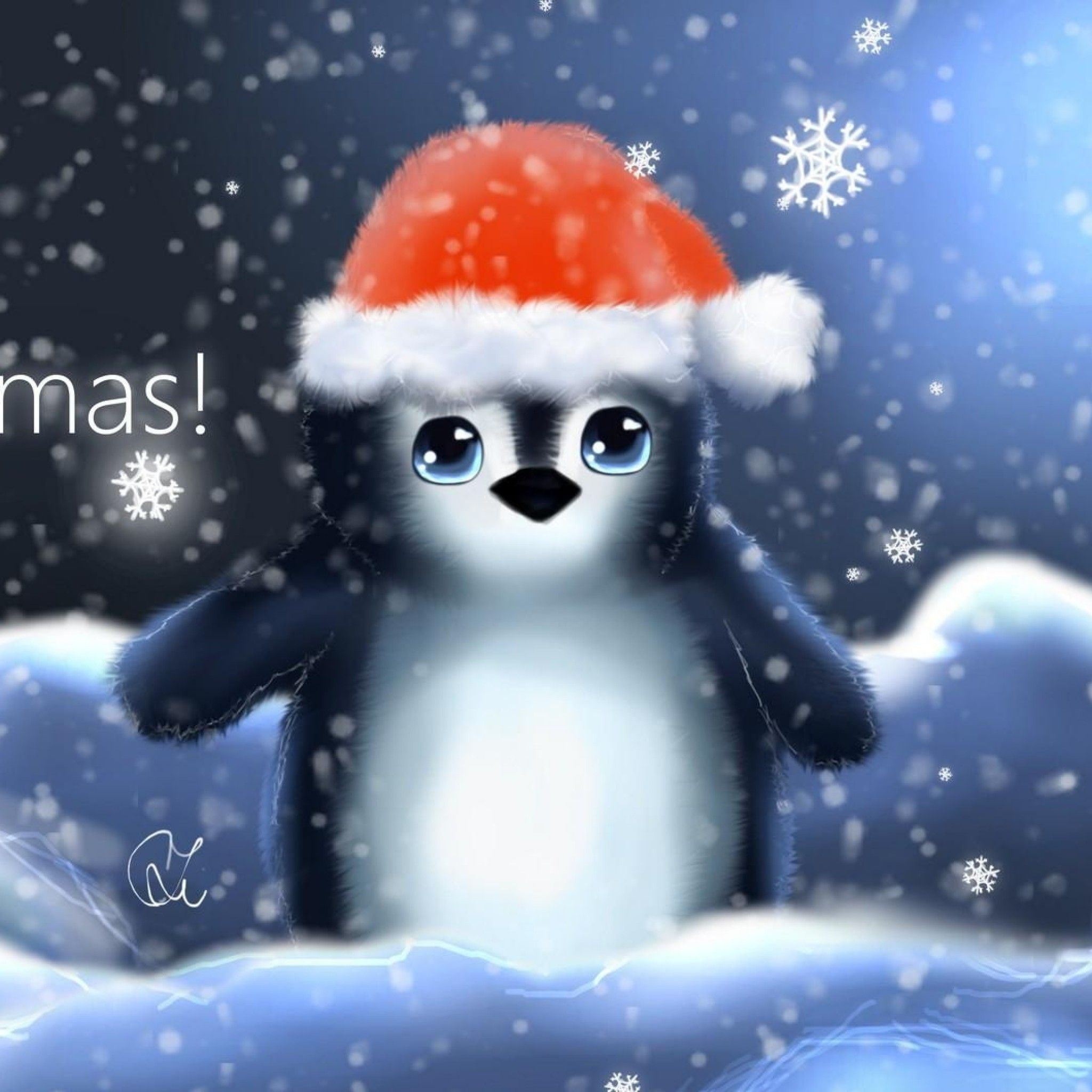 Cute Christmas Penguin Wallpaper