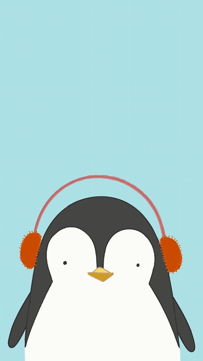 Cute penguin listening to music mobile phone wallpaper vector. free image / marinemynt. Cute cartoon wallpaper, Cute penguins, Cute wallpaper