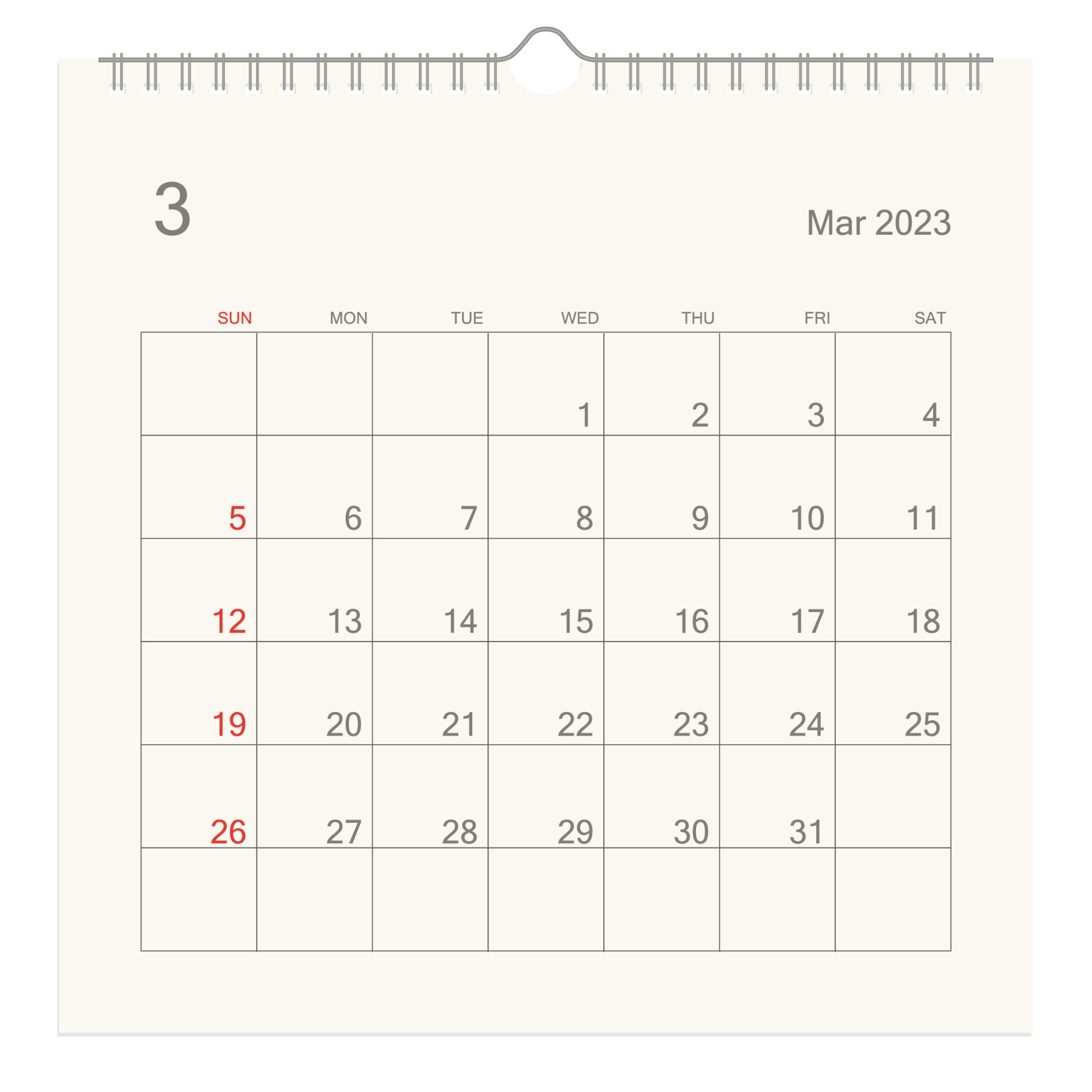 March 2023 calendar page on white background. Calendar backgrounds for reminder, business planning, appointment meeting and event. Week starts from Sunday. Vector. 15934642 Vector Art at Vecteezy