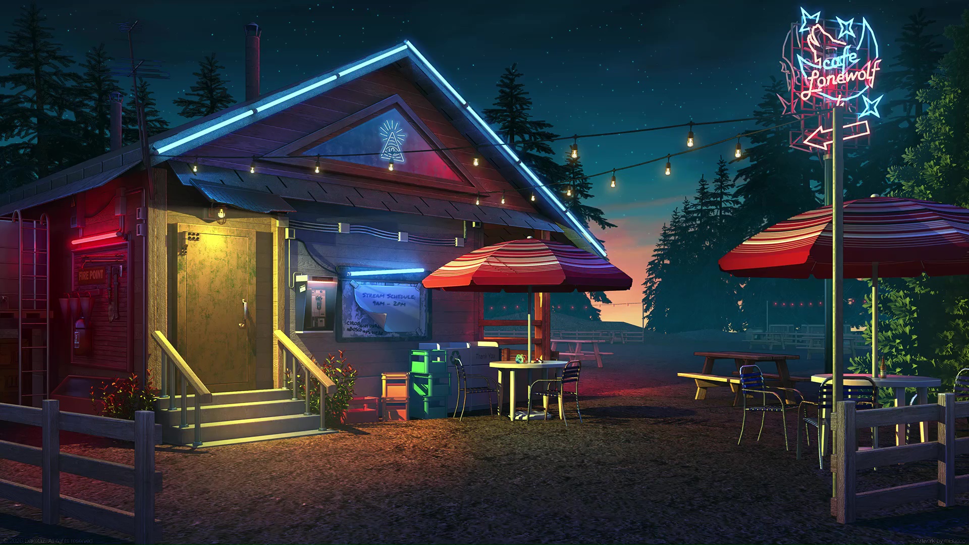 Lone Wolf Cafe In The Forest Live Wallpaper