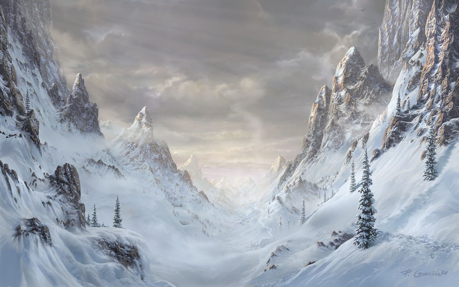 art paintings mountains forest art rocks nature trees snow spruce winter landscape wallpaper. Winter landscape, Fantasy landscape, Forest art