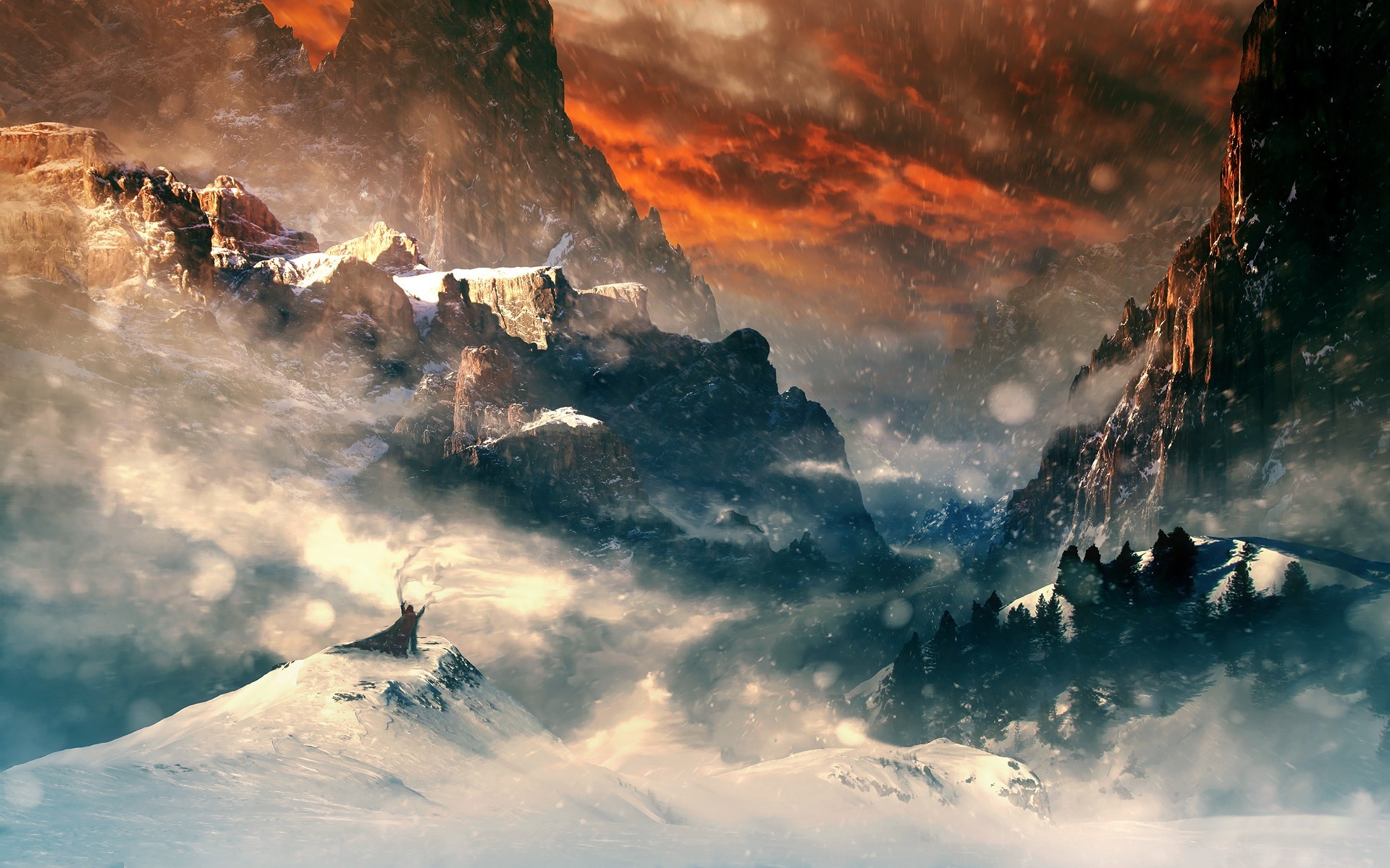 snow, nature, landscape, mountains, fantasy art Gallery HD Wallpaper