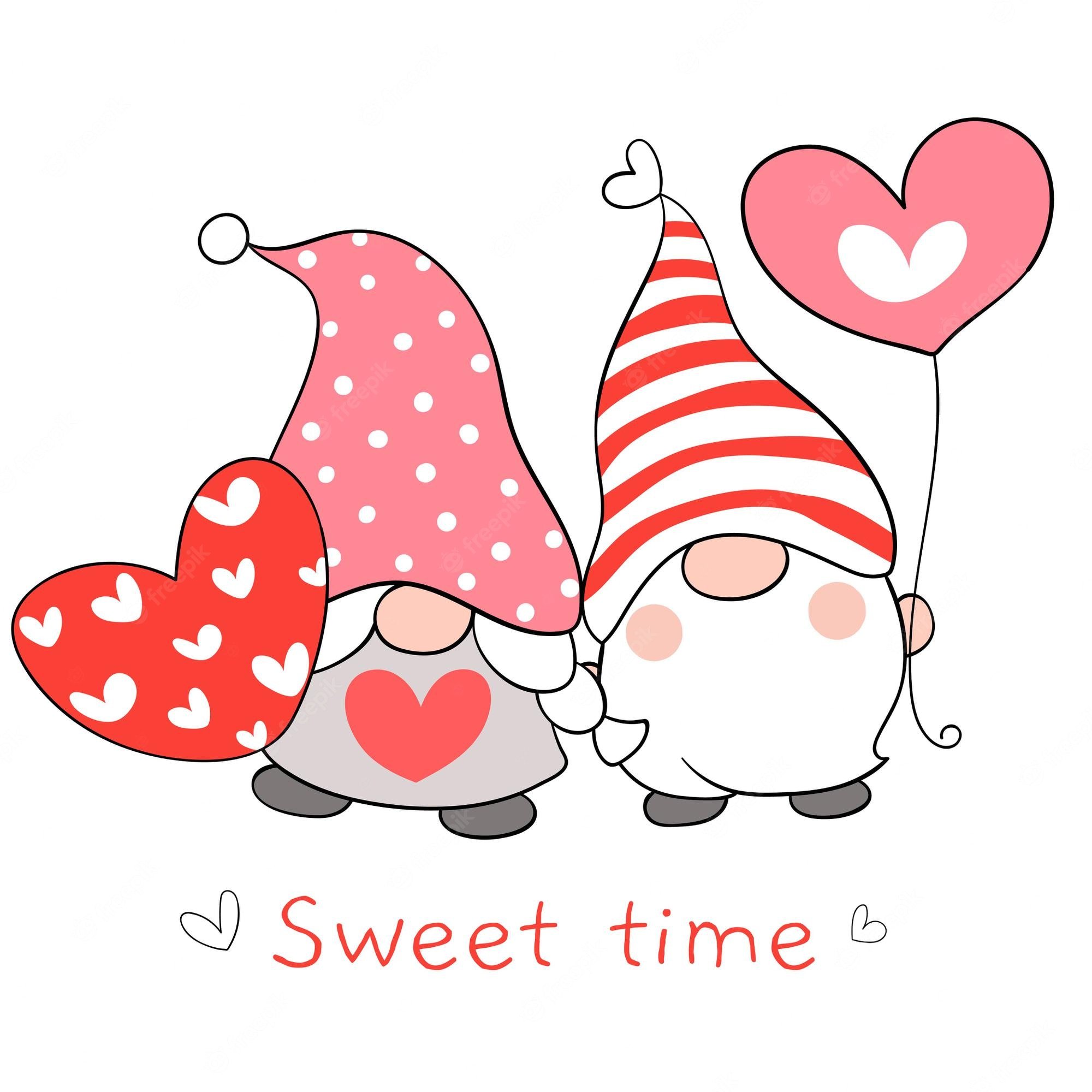 Premium Vector  Valentines day gnome seamless pattern on pink background