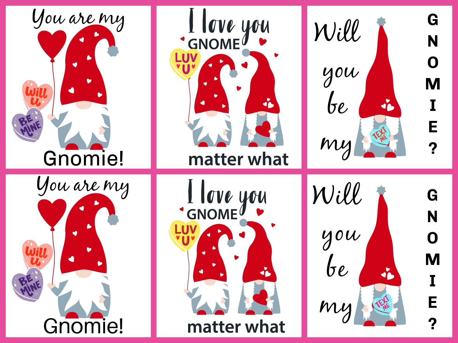 Fun Gnome Valentines Printables for the Kids