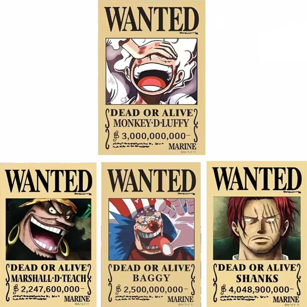 Anime One Piece Wanted Wallpaper Dead Or Alive Monkey D Luffy Shanks Marshall D Teach Buggy Posters Figure Kids Room Decoration