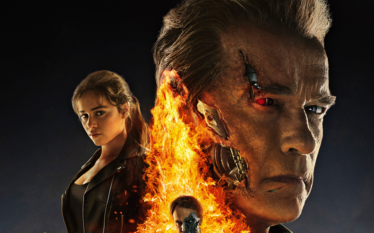 Wallpaper Terminator Genisys Emilia Clarke Arnold Schwarzenegger