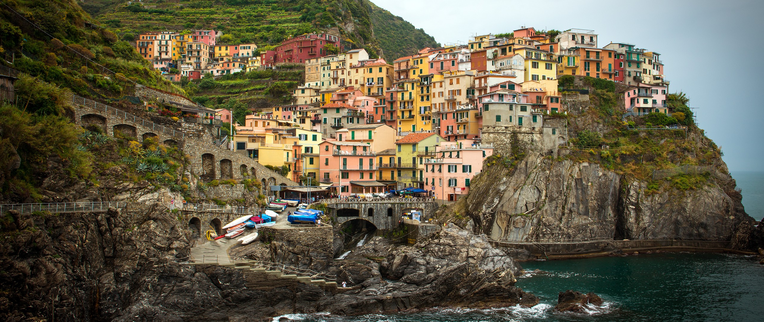 cityscape, Dock, Manarola, Italy, Town, Cinque Terre Wallpaper HD / Desktop and Mobile Background