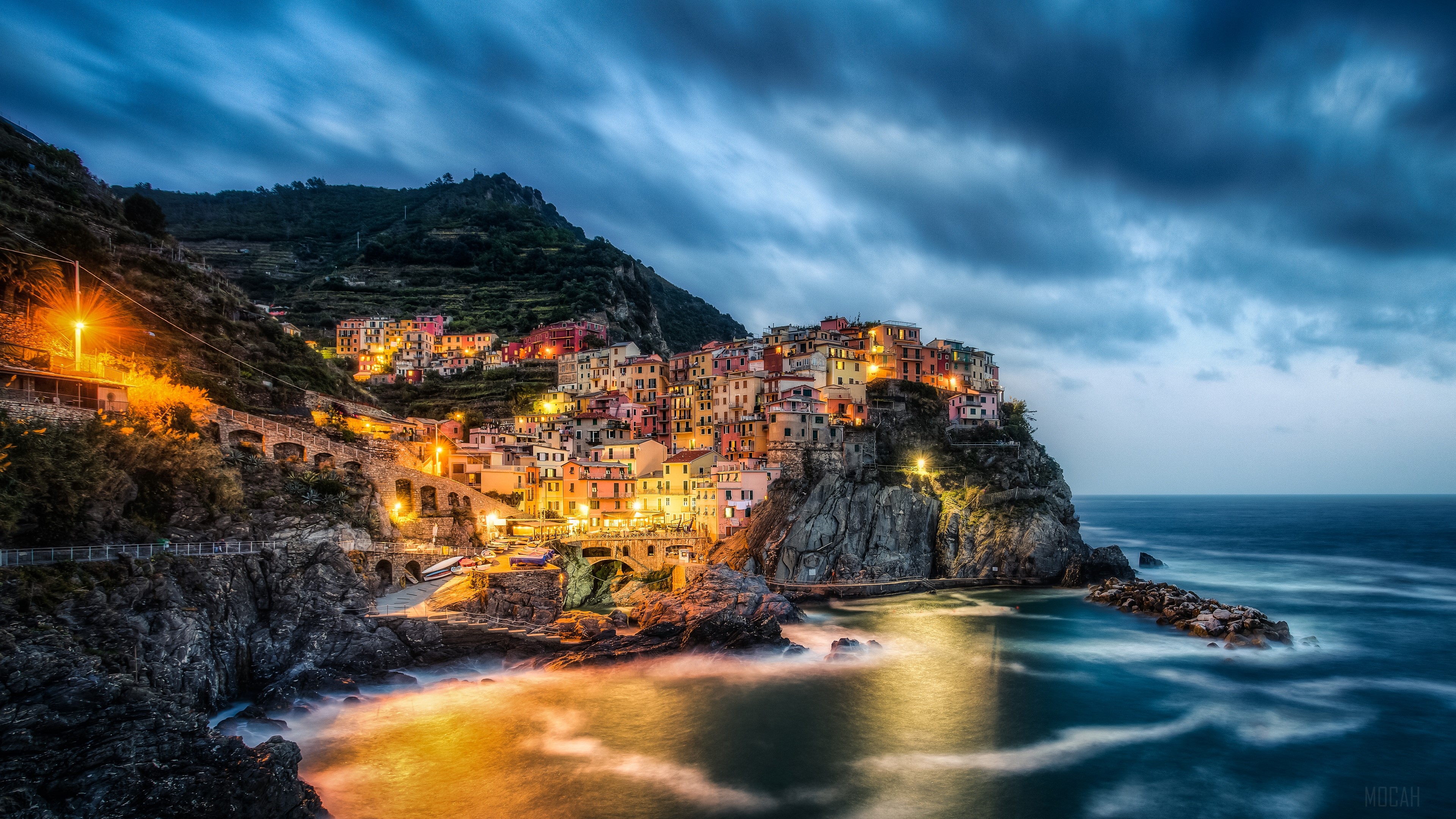 Cinque Terre, Cloud, Italy, Liguria, Manarola, Night, Time Lapse 4k Gallery HD Wallpaper