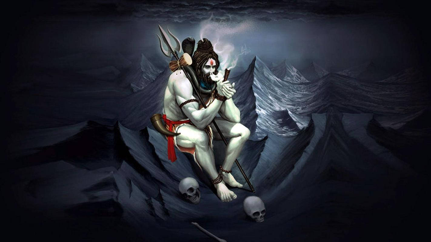 Download Mahakal Smoking Skulls Wallpaper