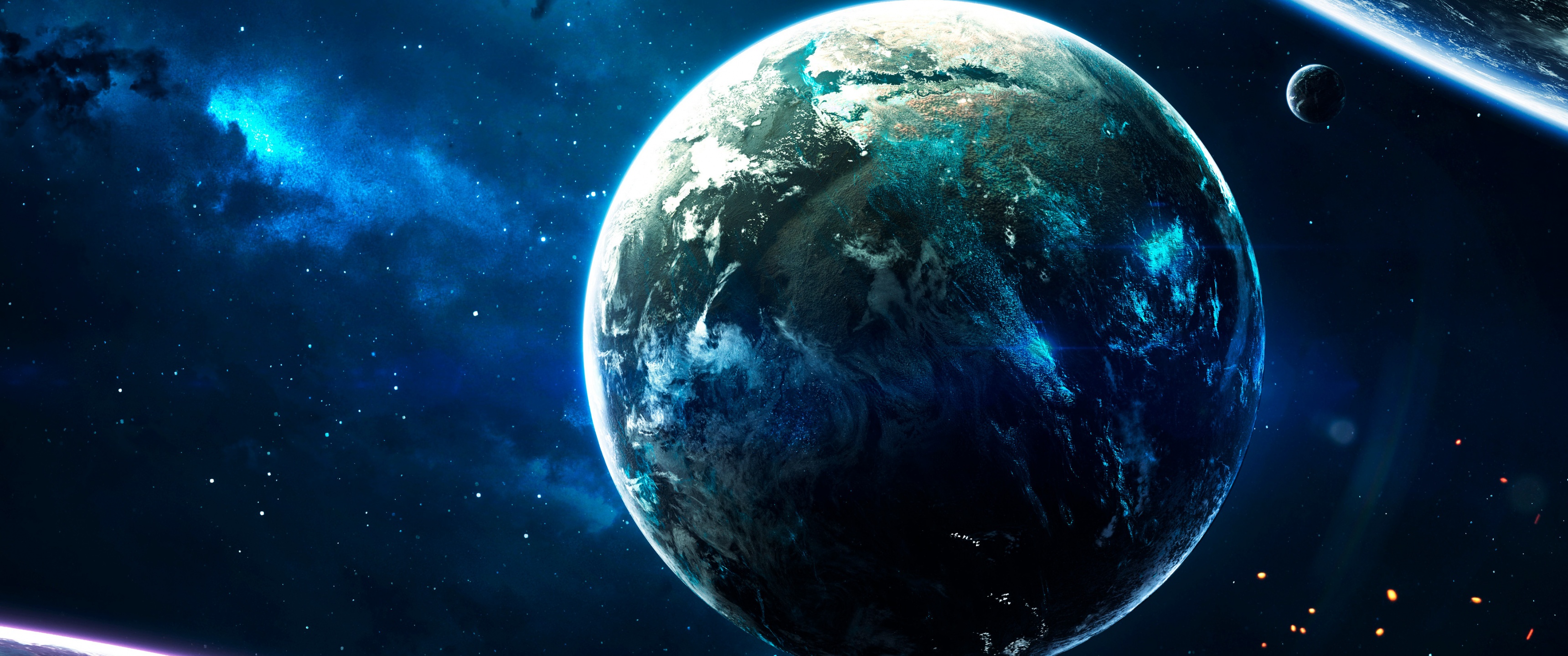 Earth Wallpaper 4K, Cosmos, Stars, Blue, Space