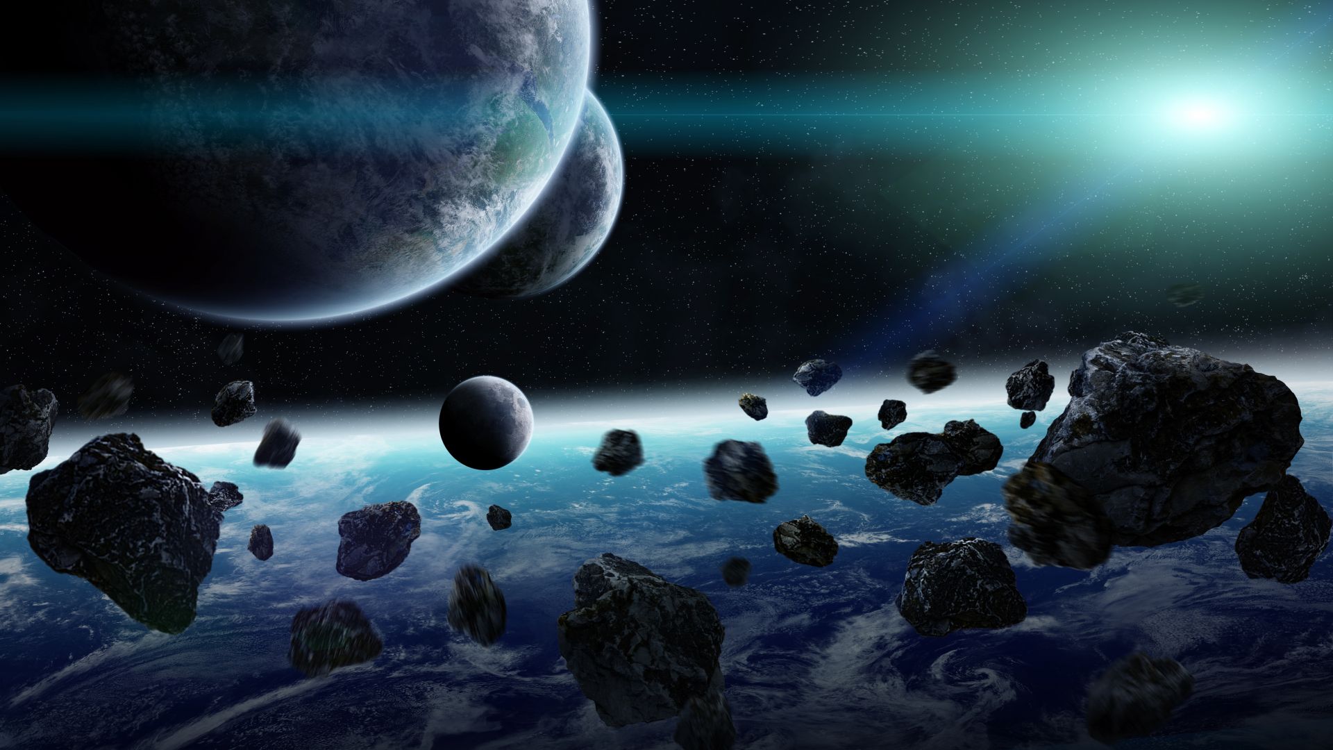 Blue and Purple Planet Illustration Full HD