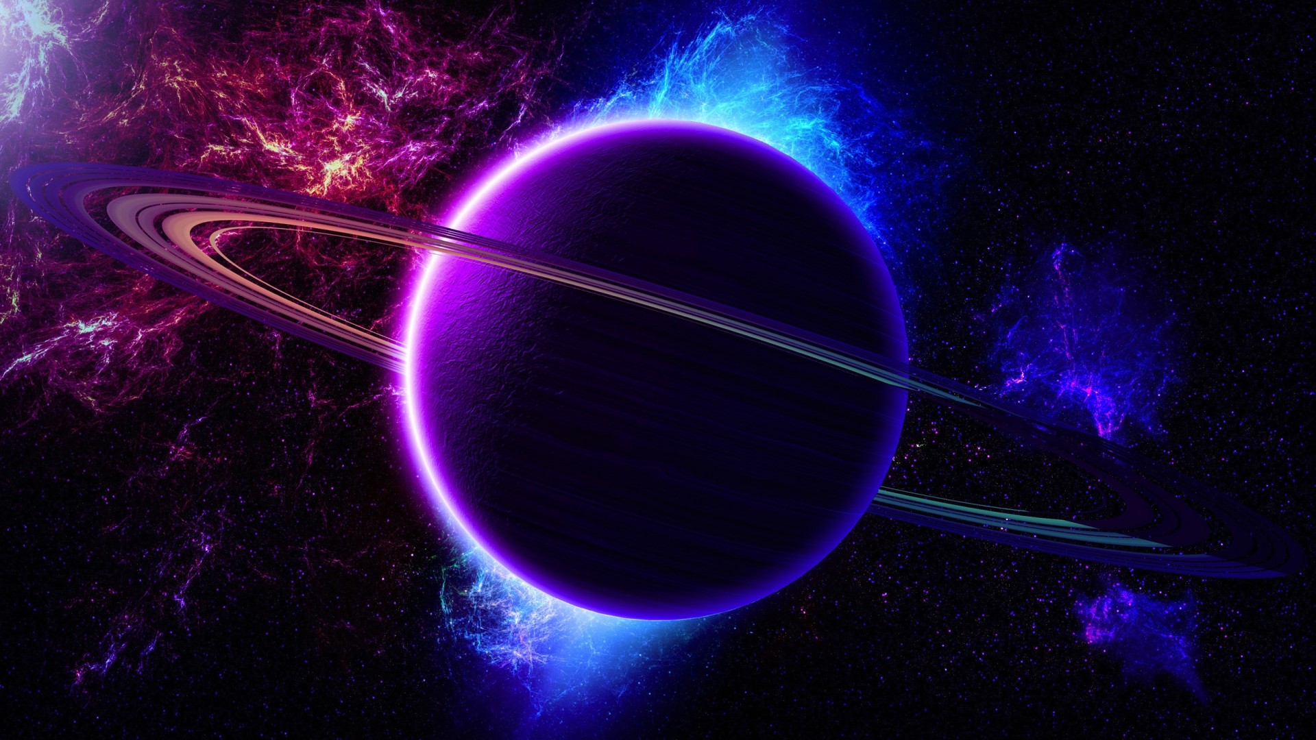 Universe Nebula Planet Ring Light Purple Blue Color