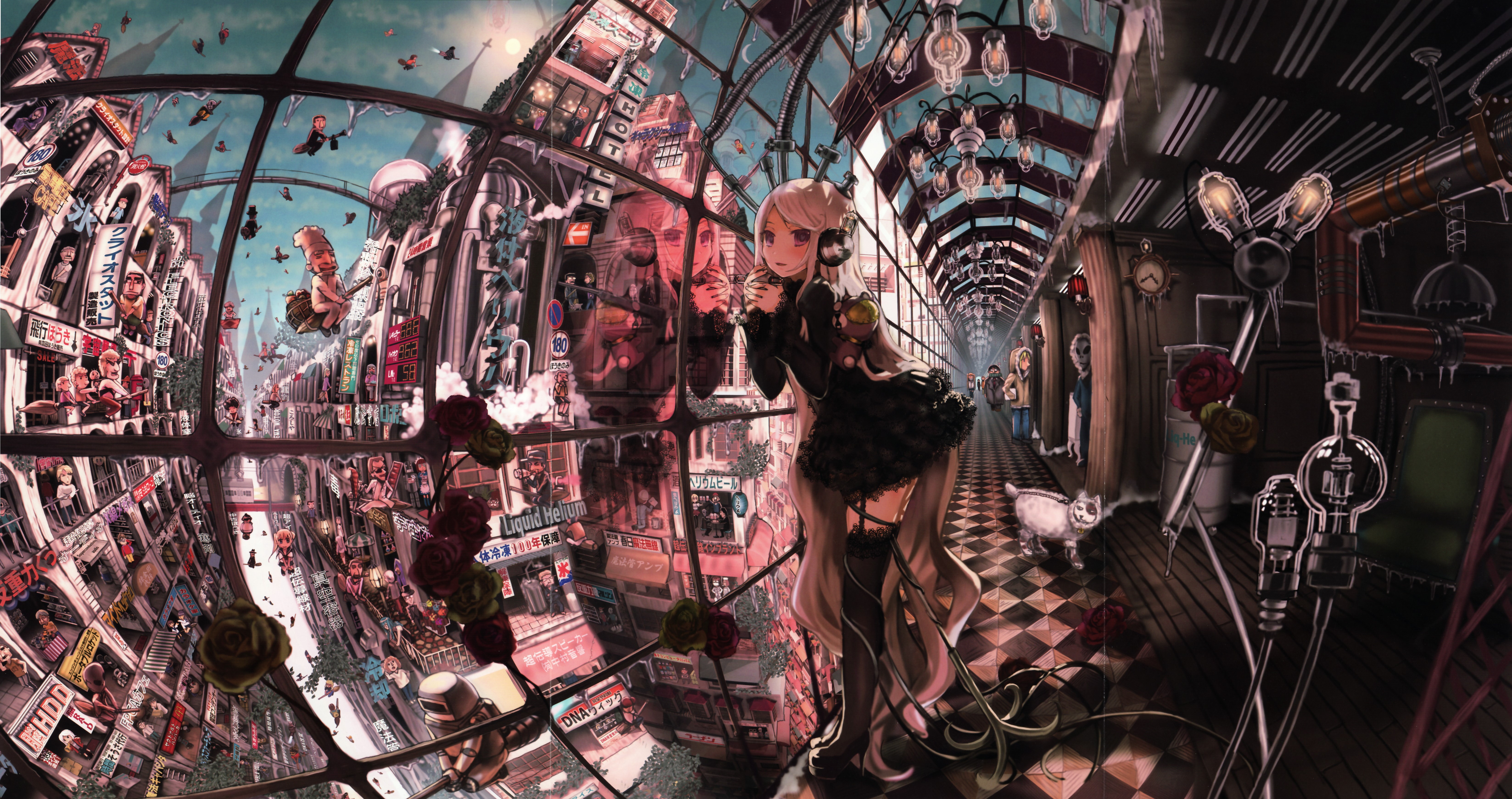 4K, steampunk, anime, city, gothic lolita, anime girls Gallery HD Wallpaper