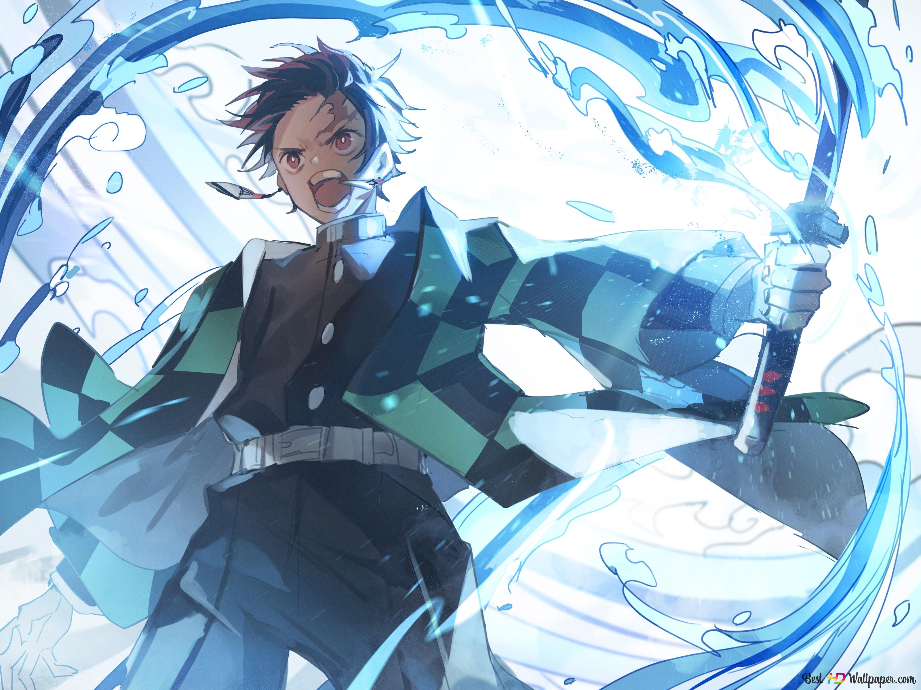 Tanjiro's black nichirin sword 2K wallpaper download