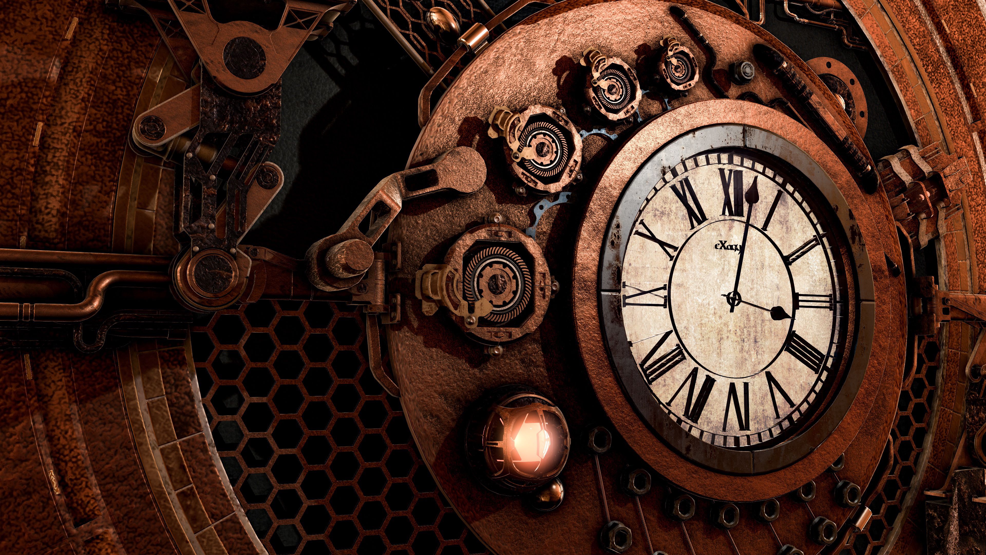 Wallpaper / clock, mechanism, steampunk, time, arrows, dial, 4k free download