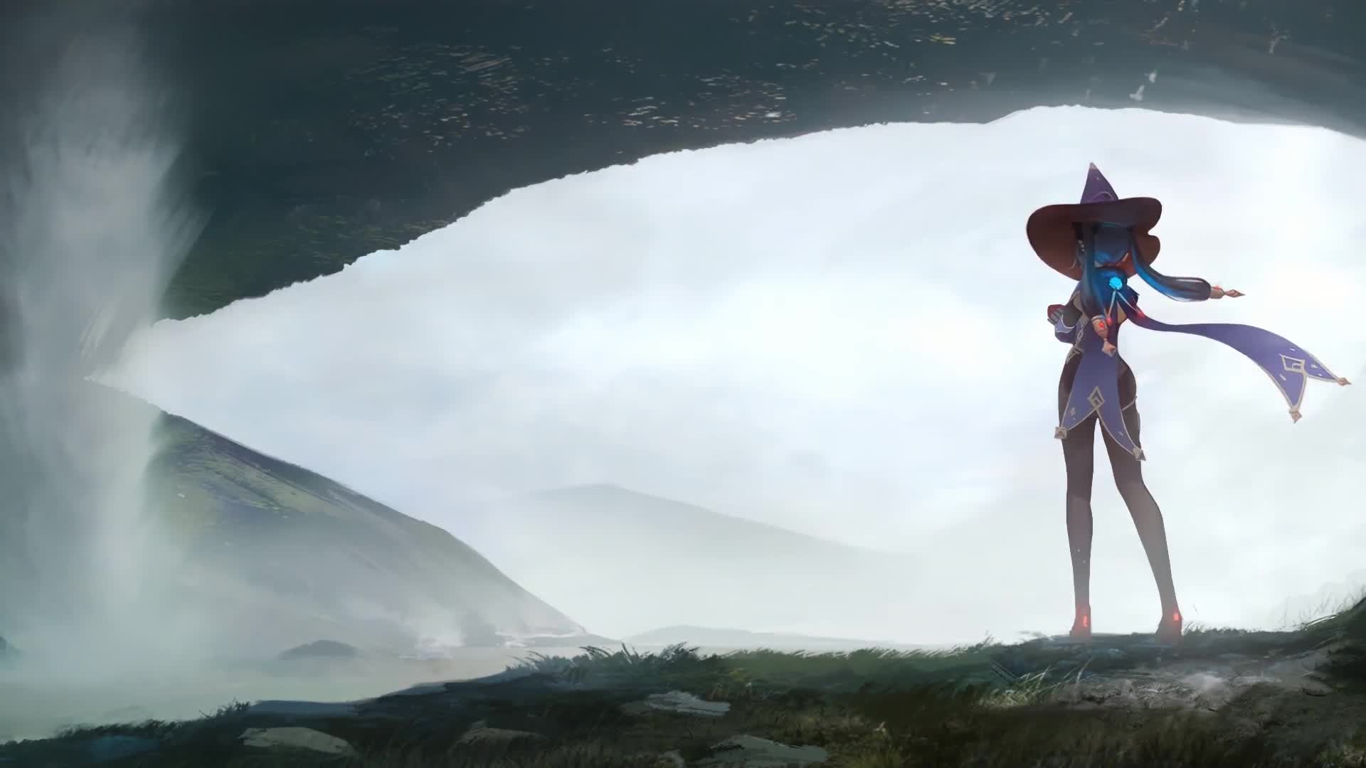 Astrologist Mona Megistus. Witch Hat. Genshin Impact 4K Background Desktop Wallpaper