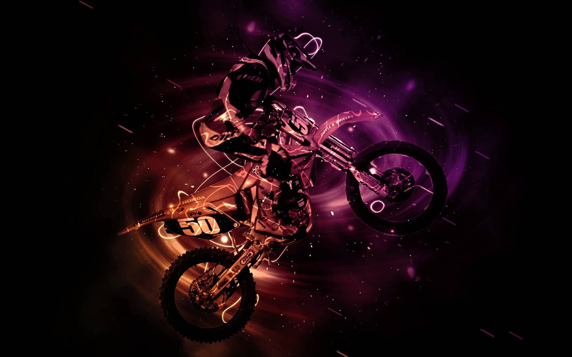 Download Dirt Bike Pink Orange Poster Wallpaper