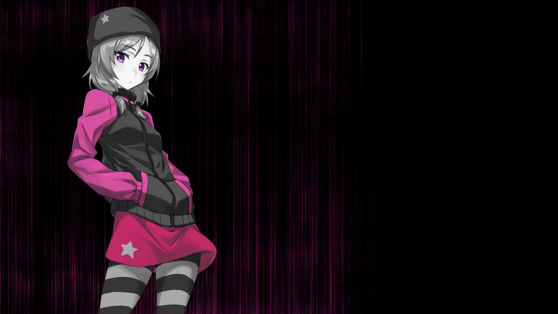 Anime girl pink black background Desktop wallpaper 1440x900
