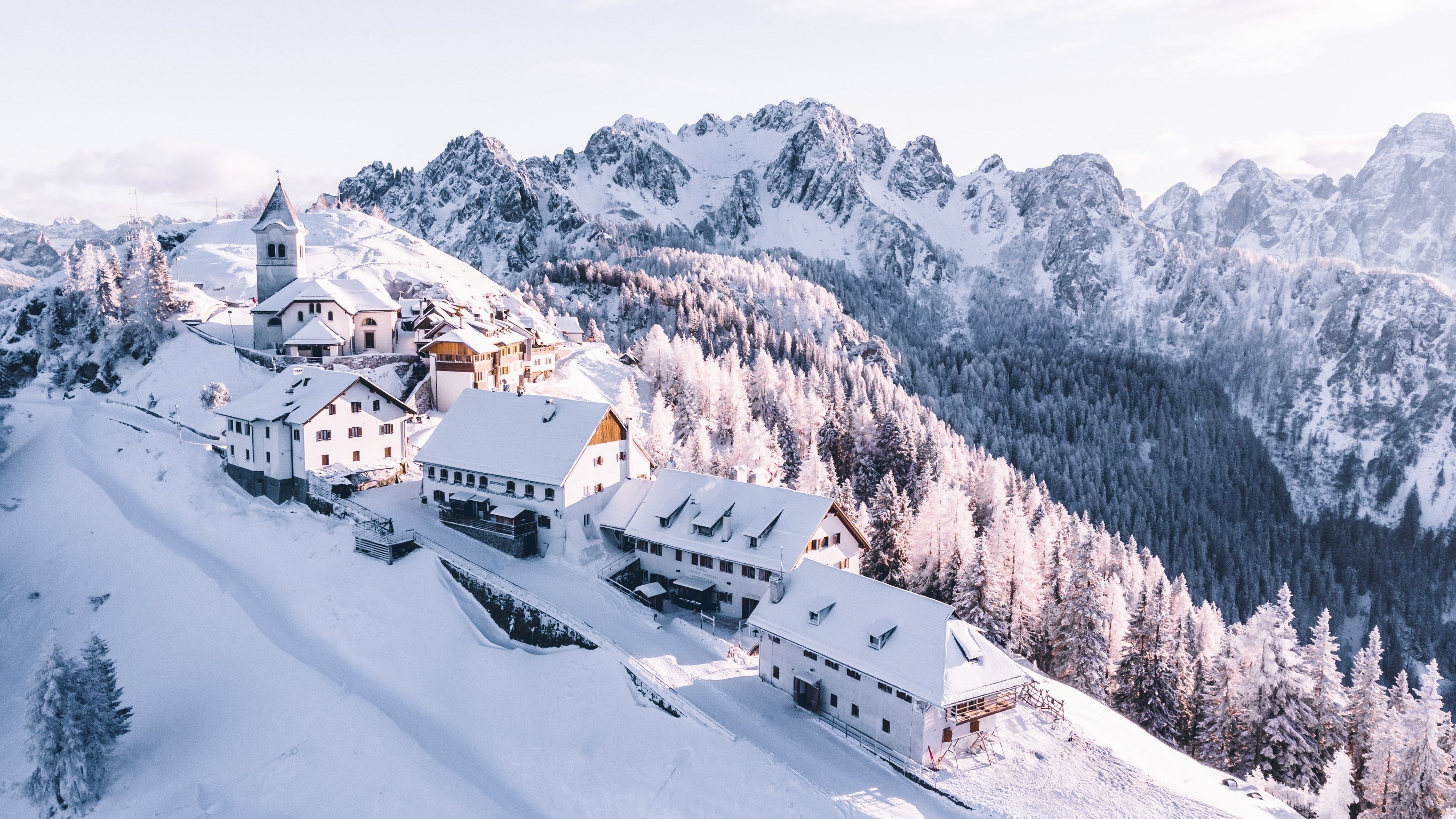 House, Lodge, Mountain, Snow 4k Gallery HD Wallpaper