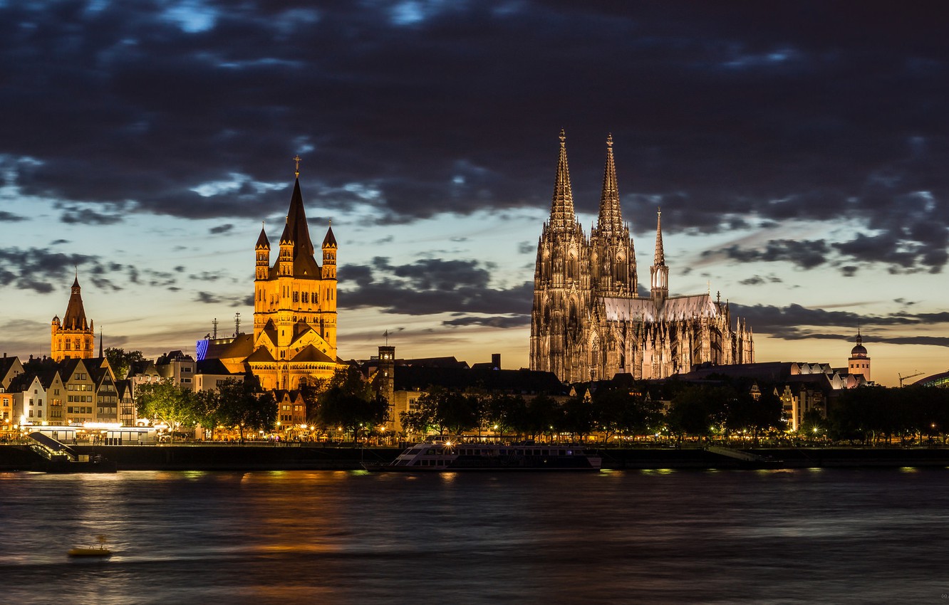 Wallpaper the evening, Germany, Cologne Cathedral, Germany, Cologne image for desktop, section город