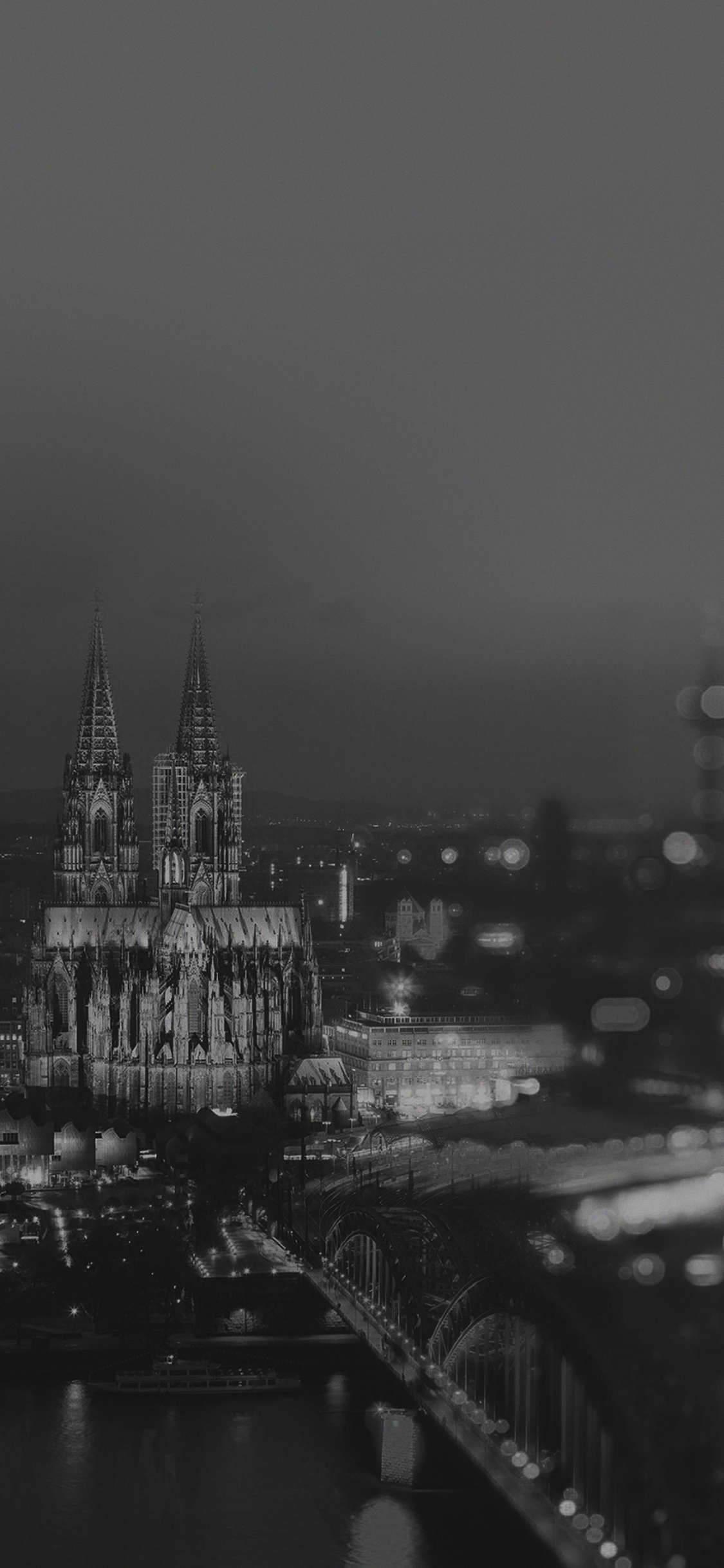iPhone X wallpaper. cologne cathedral bw hohenzollern bridge sky spain city