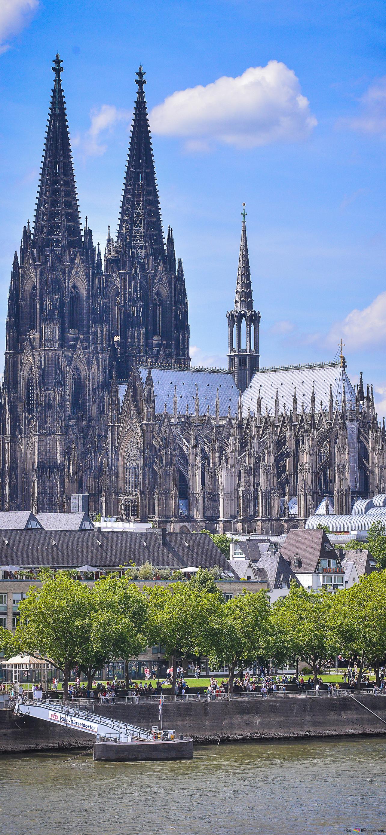 Cologne Cathedral and the Rhine river in Cologne, Germany HD wallpaper download