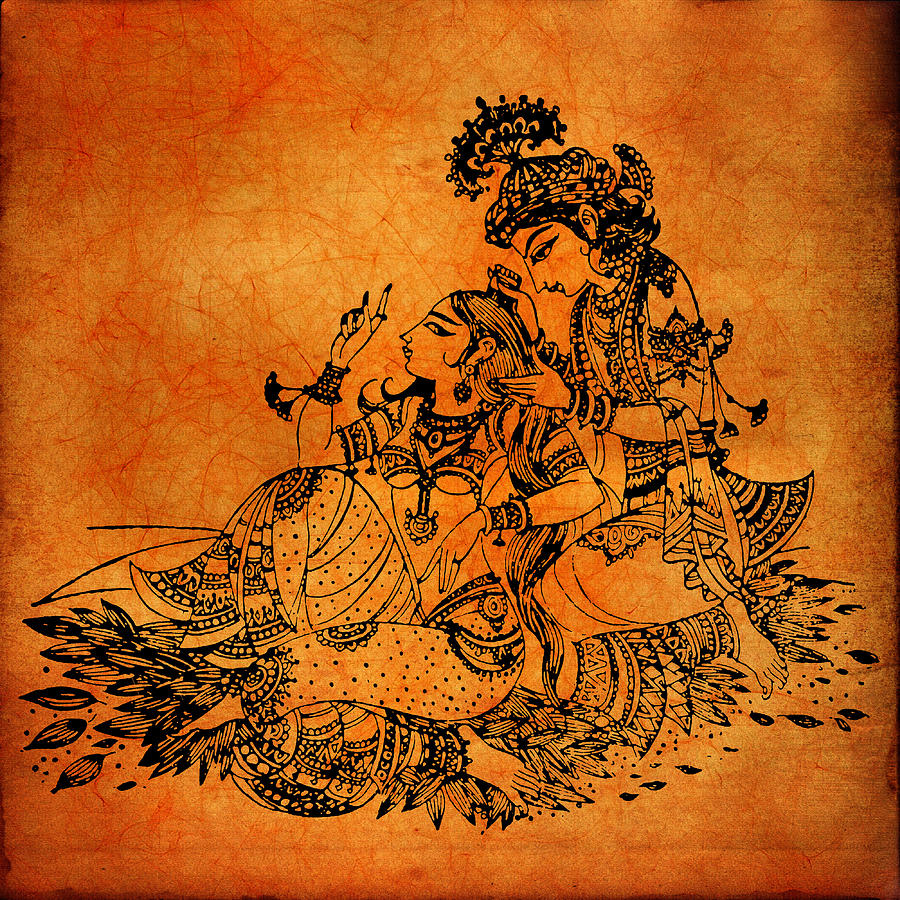 Radha Krishna painting Digital Art