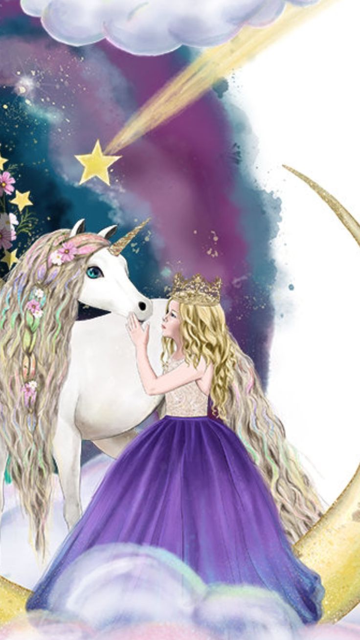 04 15 Unicorn And Princess. Dibujos, Arte De Violín, Reino Mágico