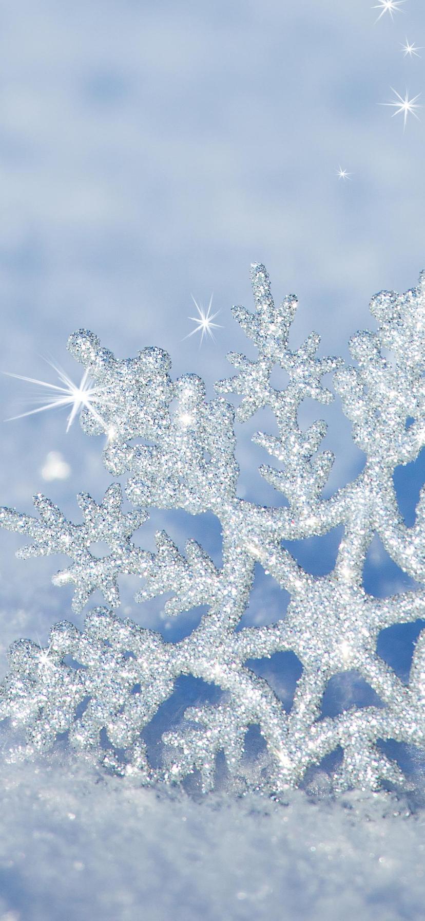 3D snowflake in the snow winter wallpaper