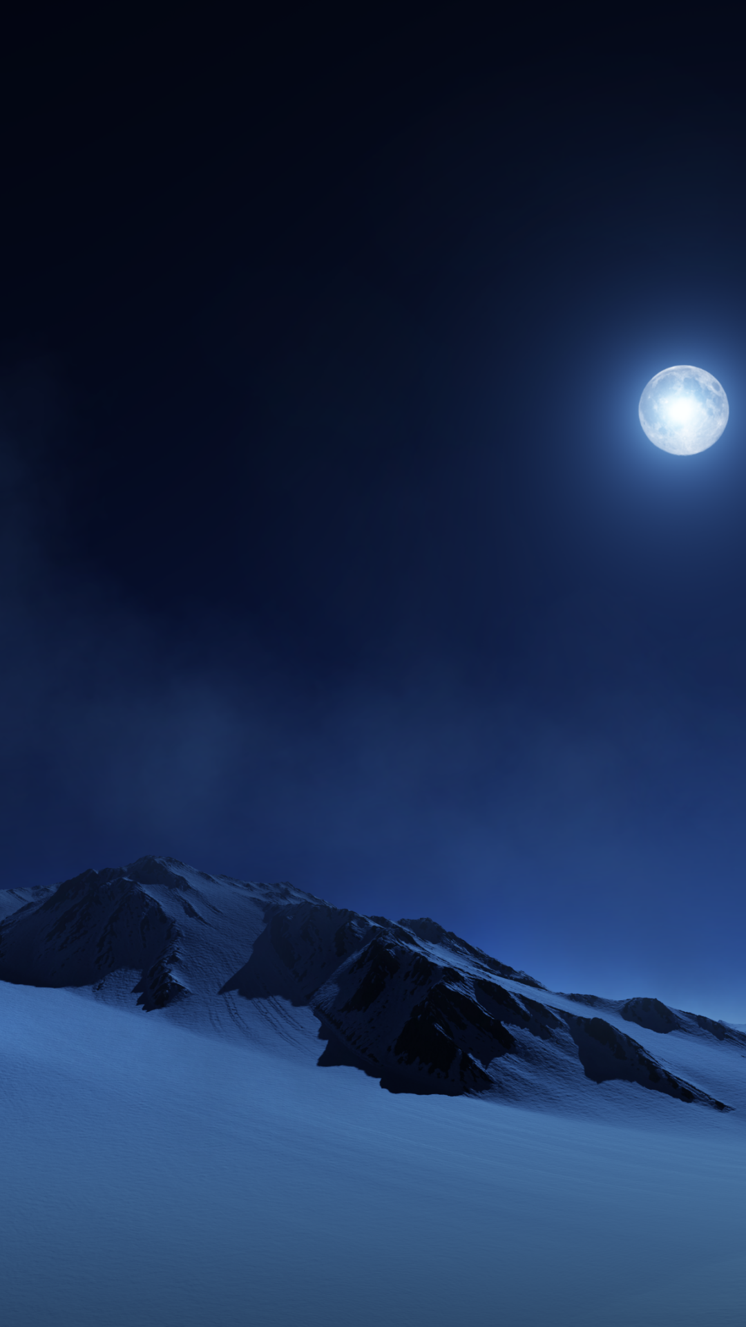 Full moon Wallpaper 4K, Night sky, Snow covered, Foggy