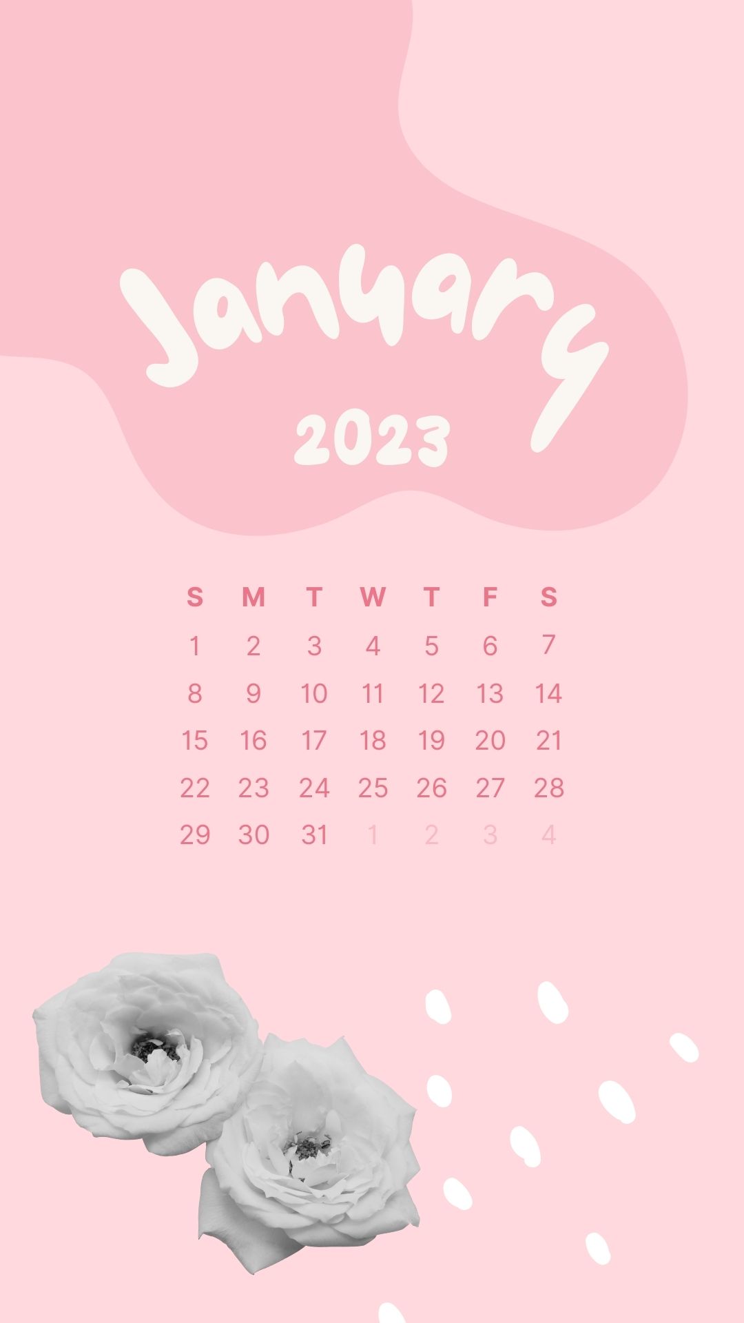 January 2023 free aesthetic calendar wallpaper / lock screen background for your phone ⋆ The Aesthetic Shop
