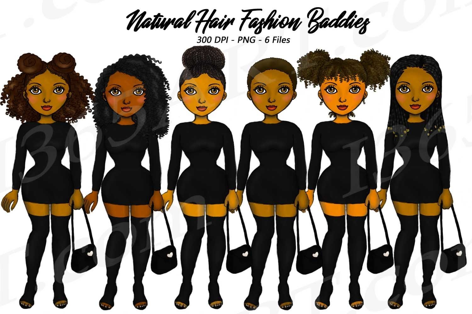 City Fashion Baddie Clipart, Black Girls, Natural Hair