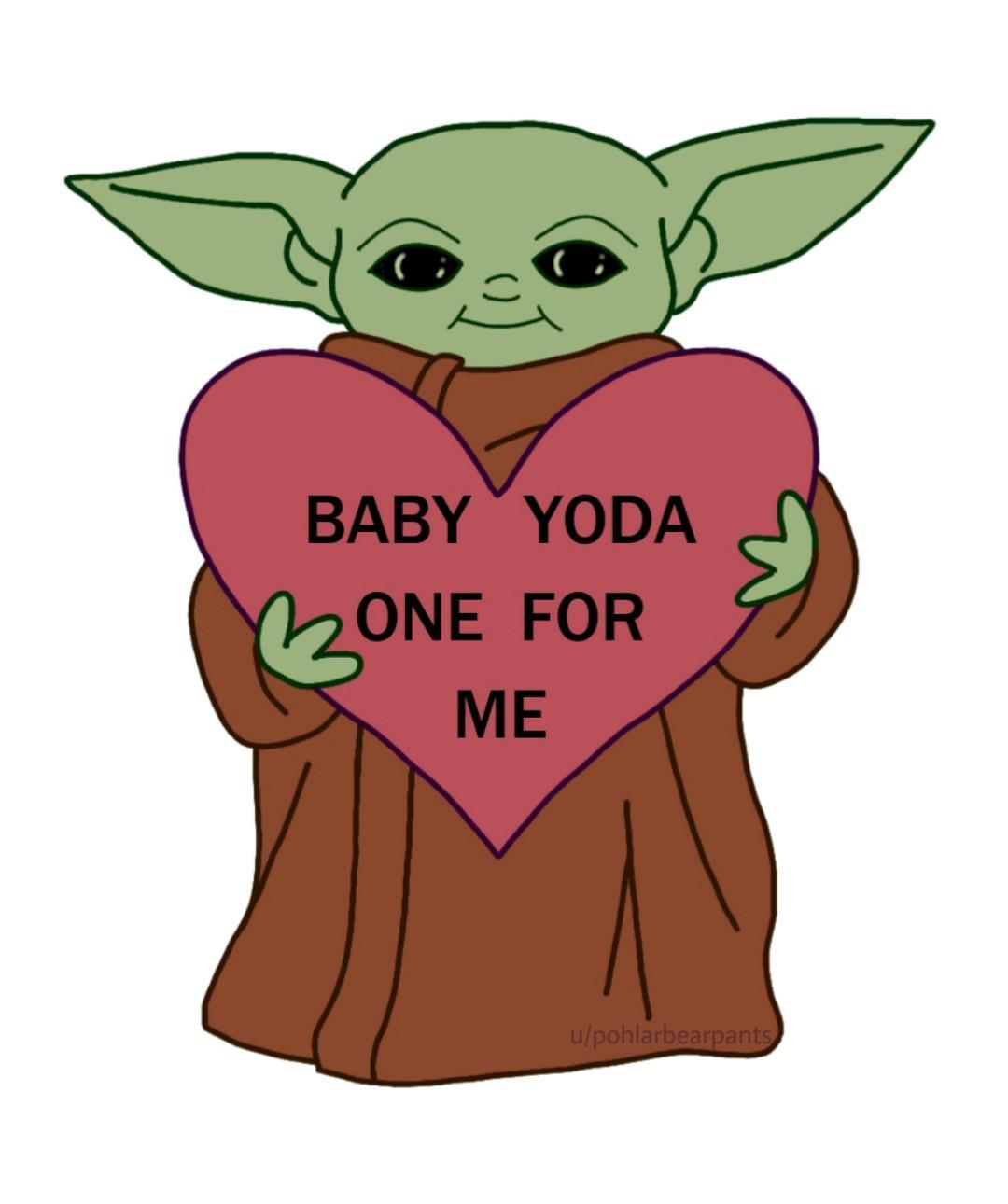 A Digitally Drawn Valentine's Day Card I Made For My Boyfriend. R BabyYoda. Baby Yoda Grogu
