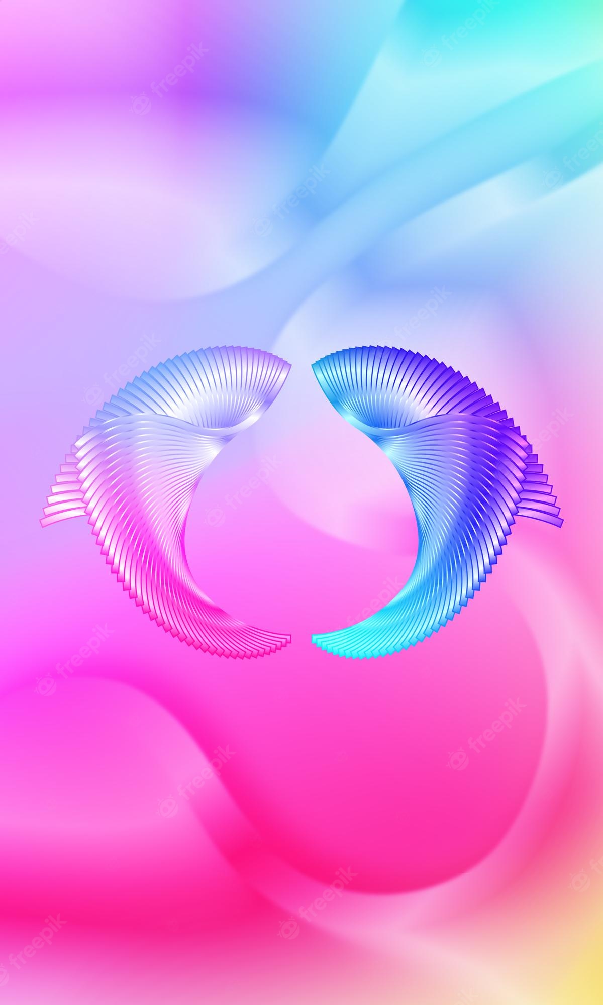 Premium Photo. Candycolored two fish with bubble spheres fluid poster wallpaper background