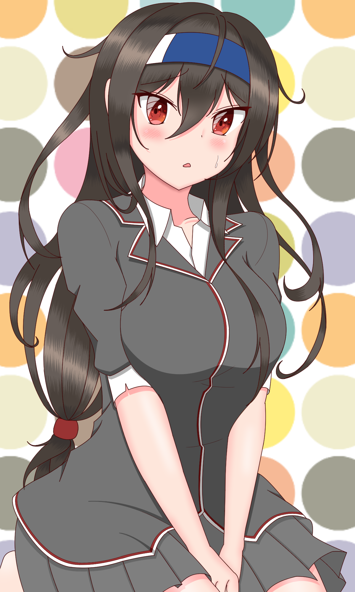 Anime Anime Girls Kantai Collection Hatsushimo KanColle Long Hair Black Hair Solo Artwork Digital Ar Wallpaper:1200x2000