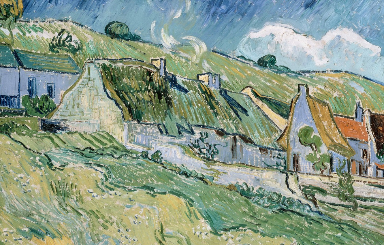 Wallpaper landscape, home, picture, Vincent Willem van Gogh, Vincent van Gogh, Cottages image for desktop, section живопись